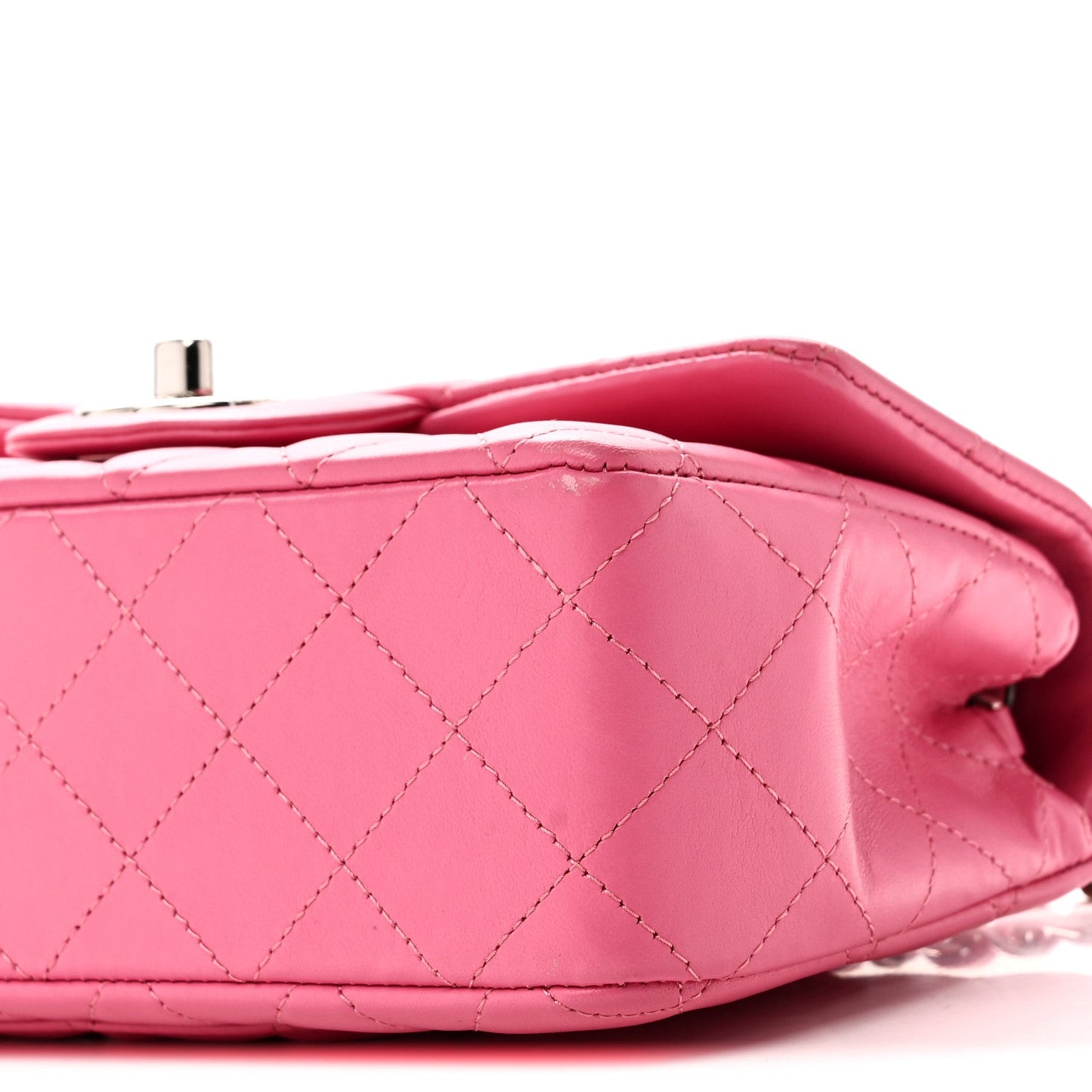 Lambskin Quilted Mini Rectangular Flap Pink