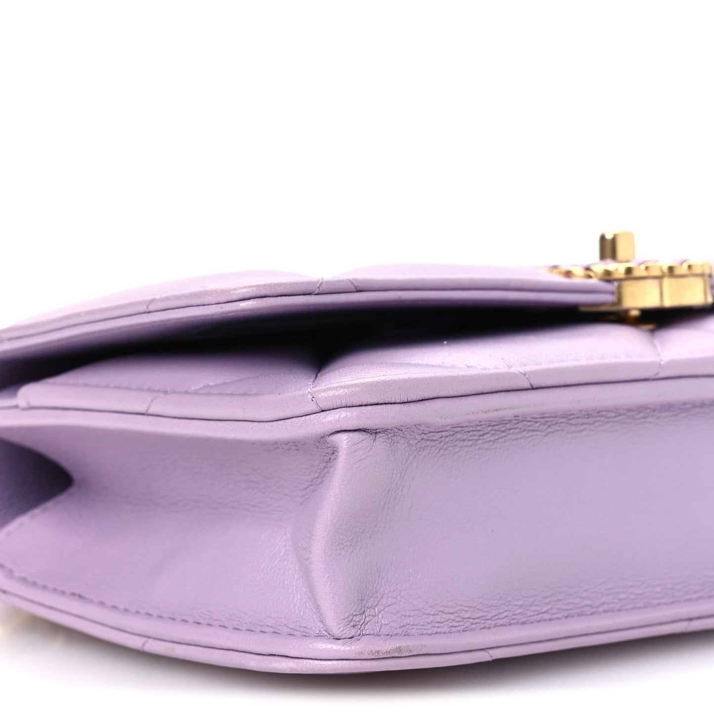 Lambskin Quilted Chanel 19 Wallet On Chain WOC Light Purple