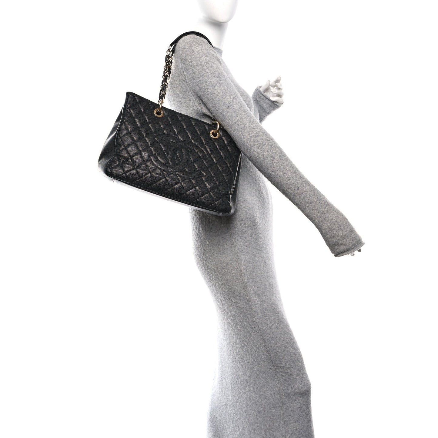Caviar Quilted Grand Shopping Tote GST Black