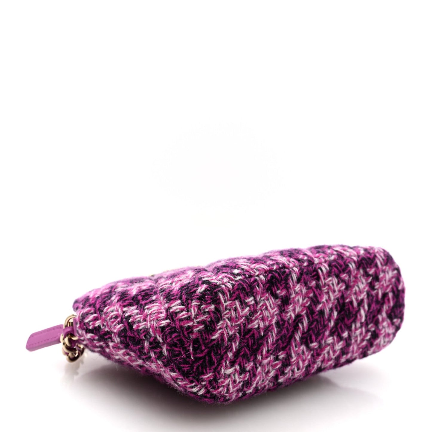 Tweed Quilted Mini Clutch With Chain Purple