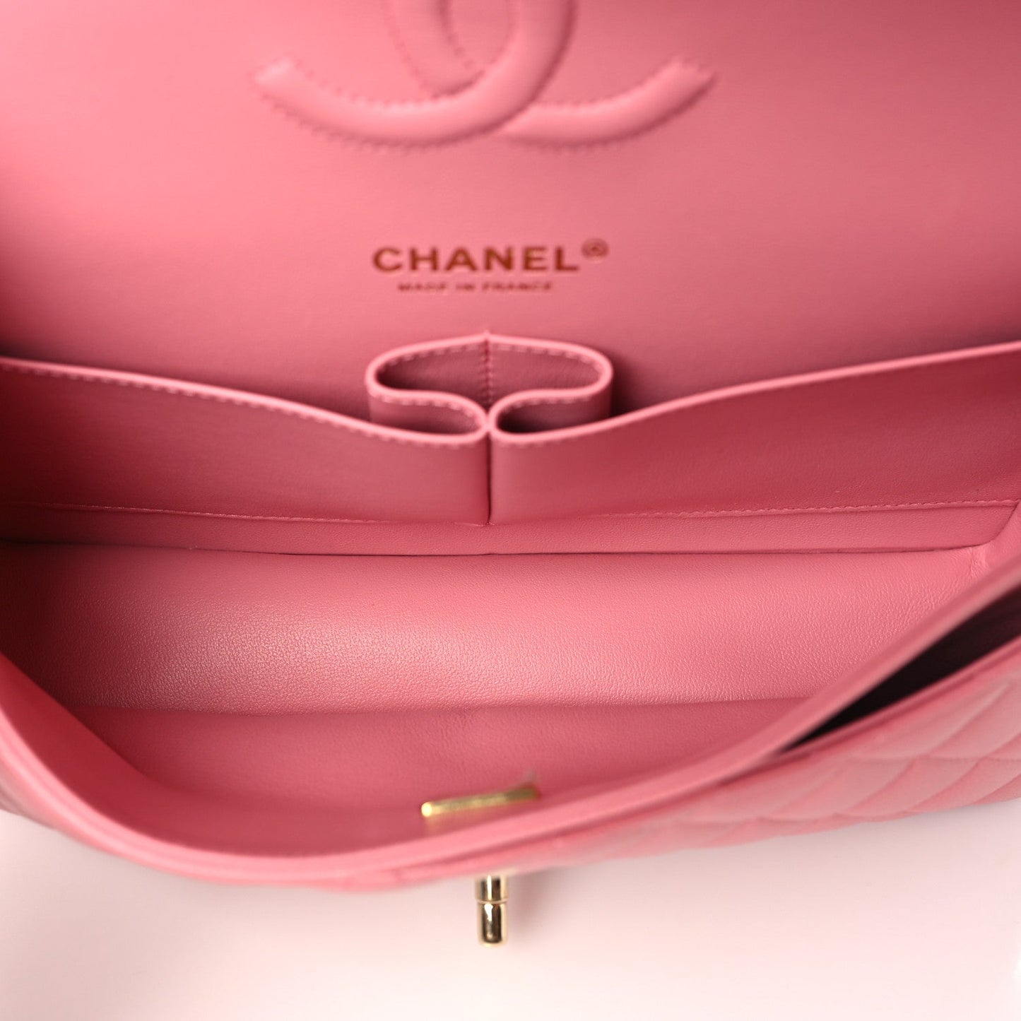 Caviar Quilted Medium Double Flap Pink