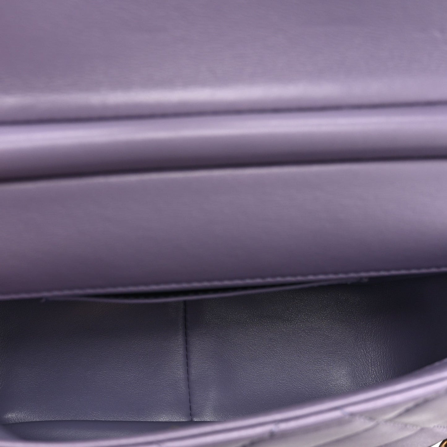 Shiny Lambskin Quilted Mini Pearl Logo Flap Light Purple