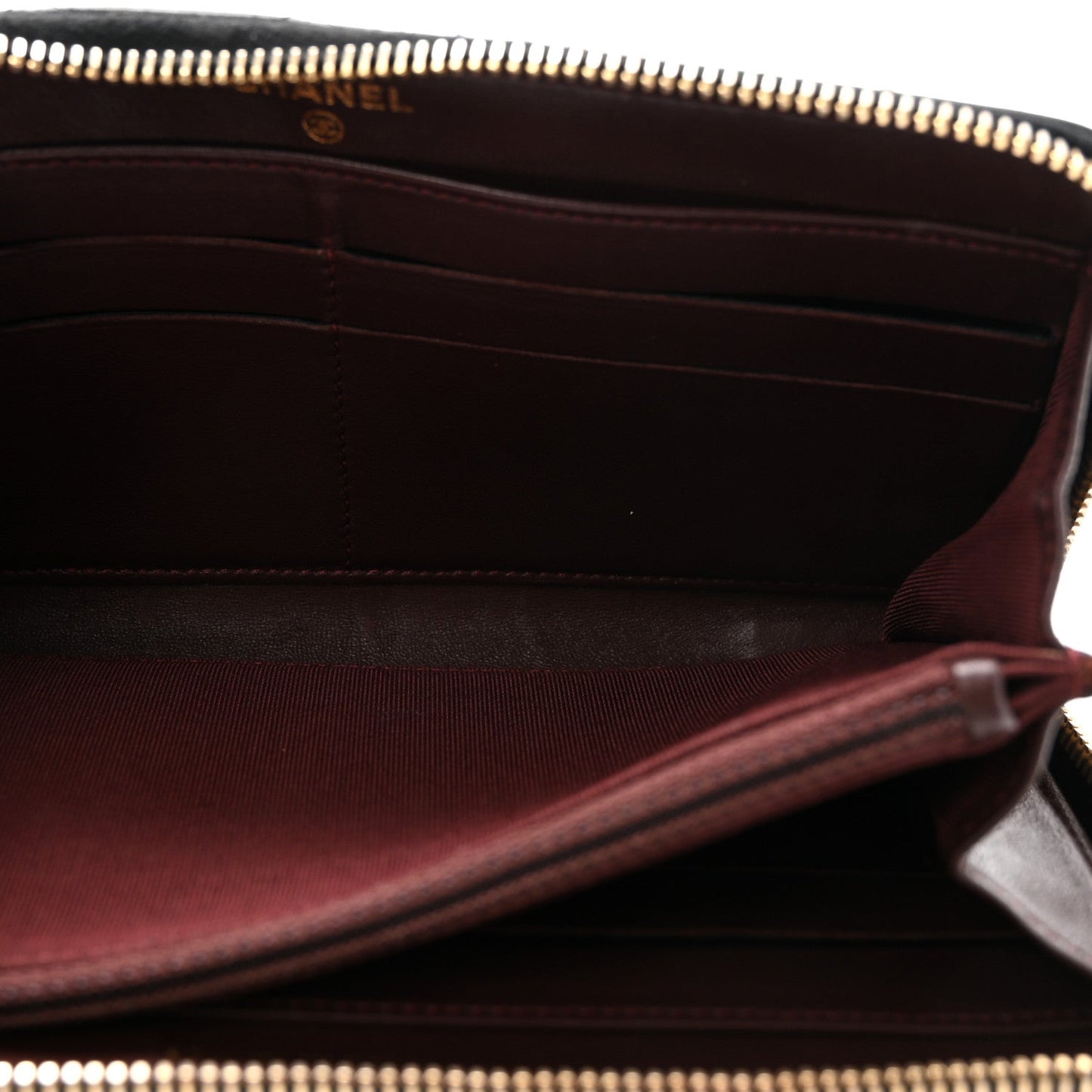 Lambskin Quilted Large Gusset Zip Around Wallet Black