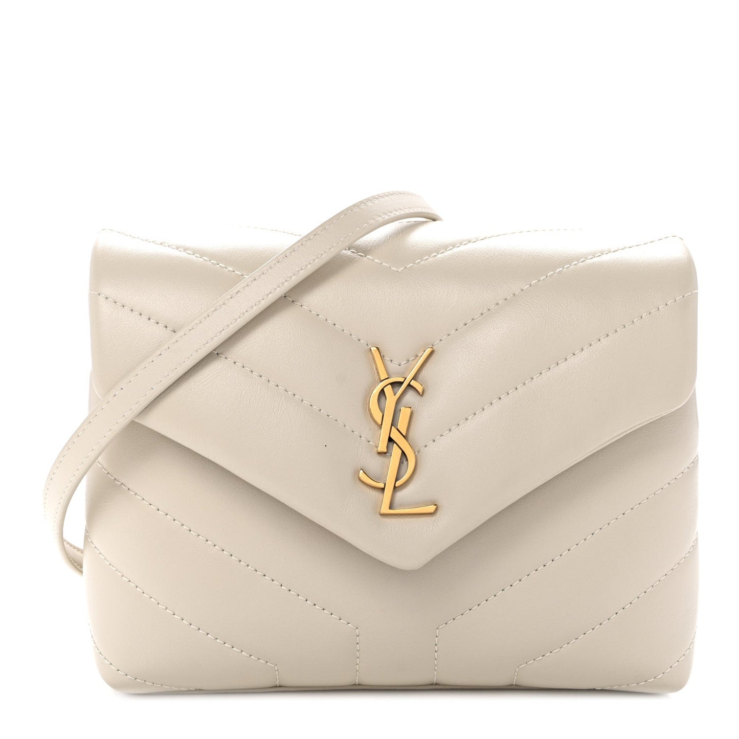 Calfskin Y Quilted Monogram Toy Loulou Crossbody Bag Blanc Vintage