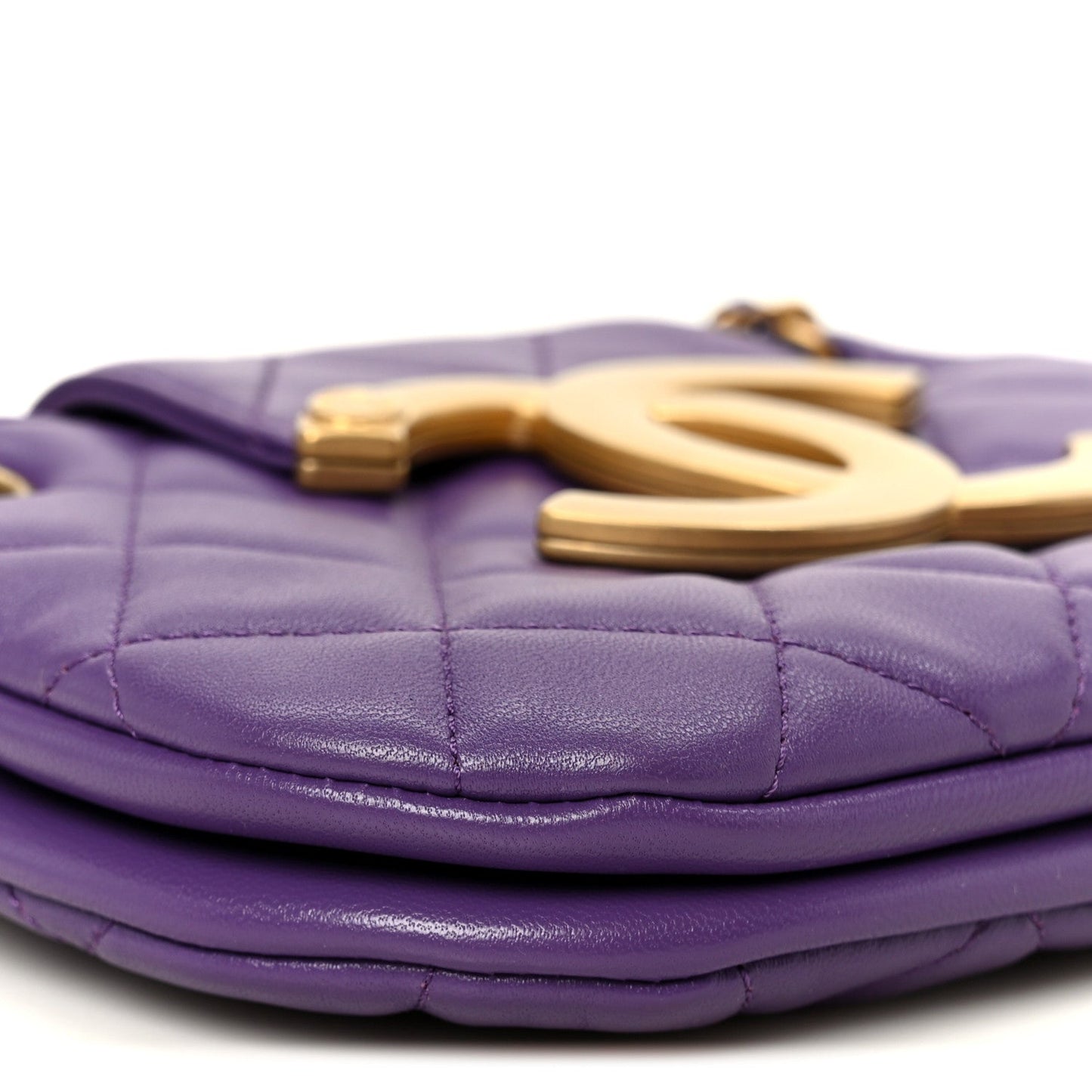 Lambskin Quilted Small Messenger Bag Purple