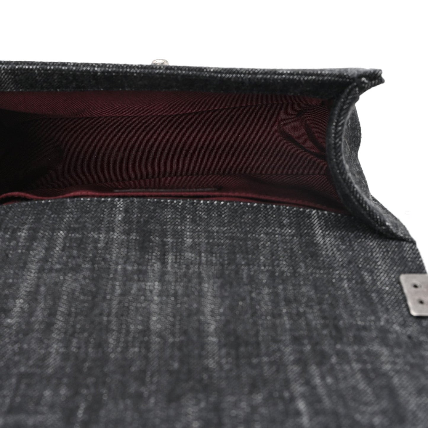 Denim Quilted Small Boy Flap Black