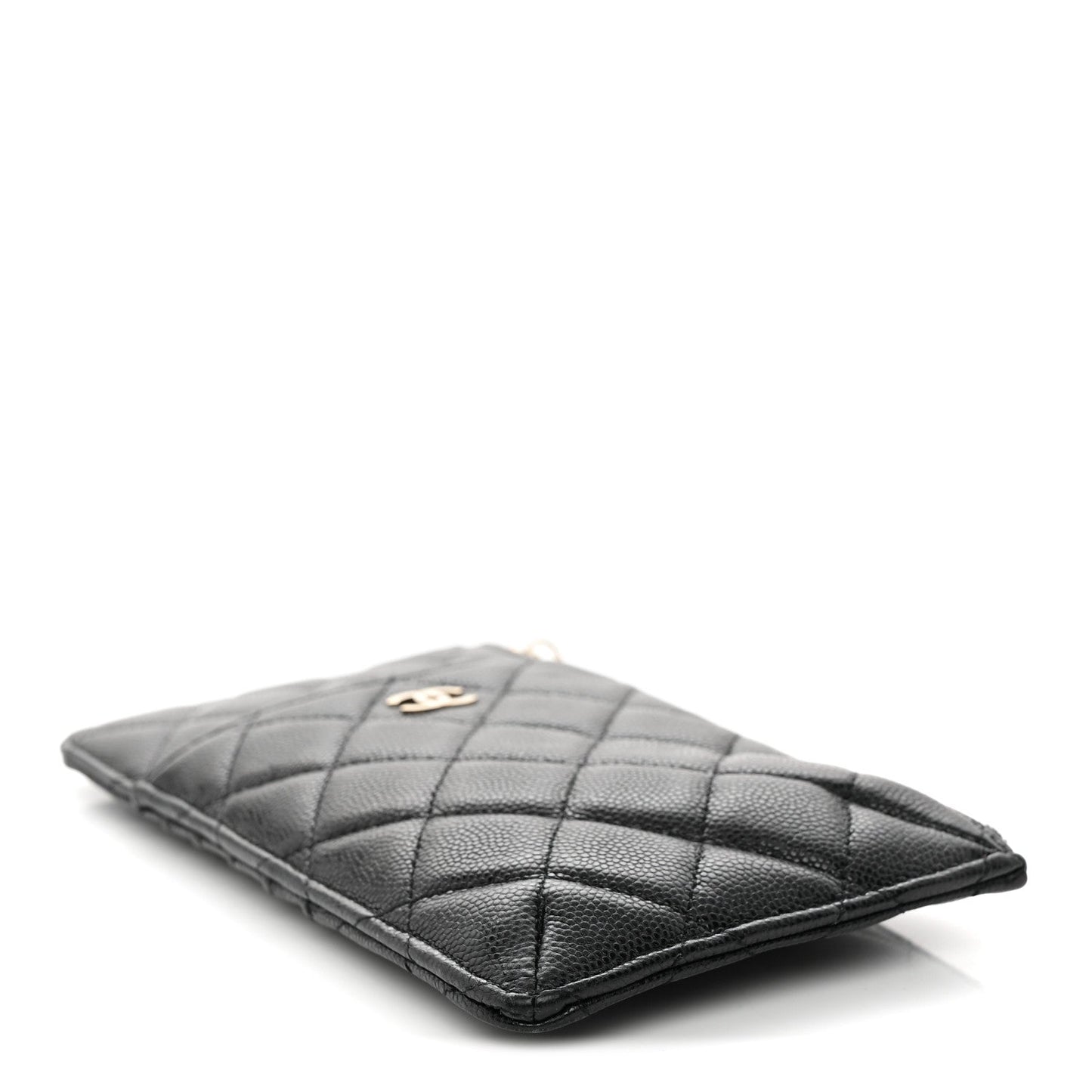 Caviar Quilted Classic Flat Wallet Pouch Black