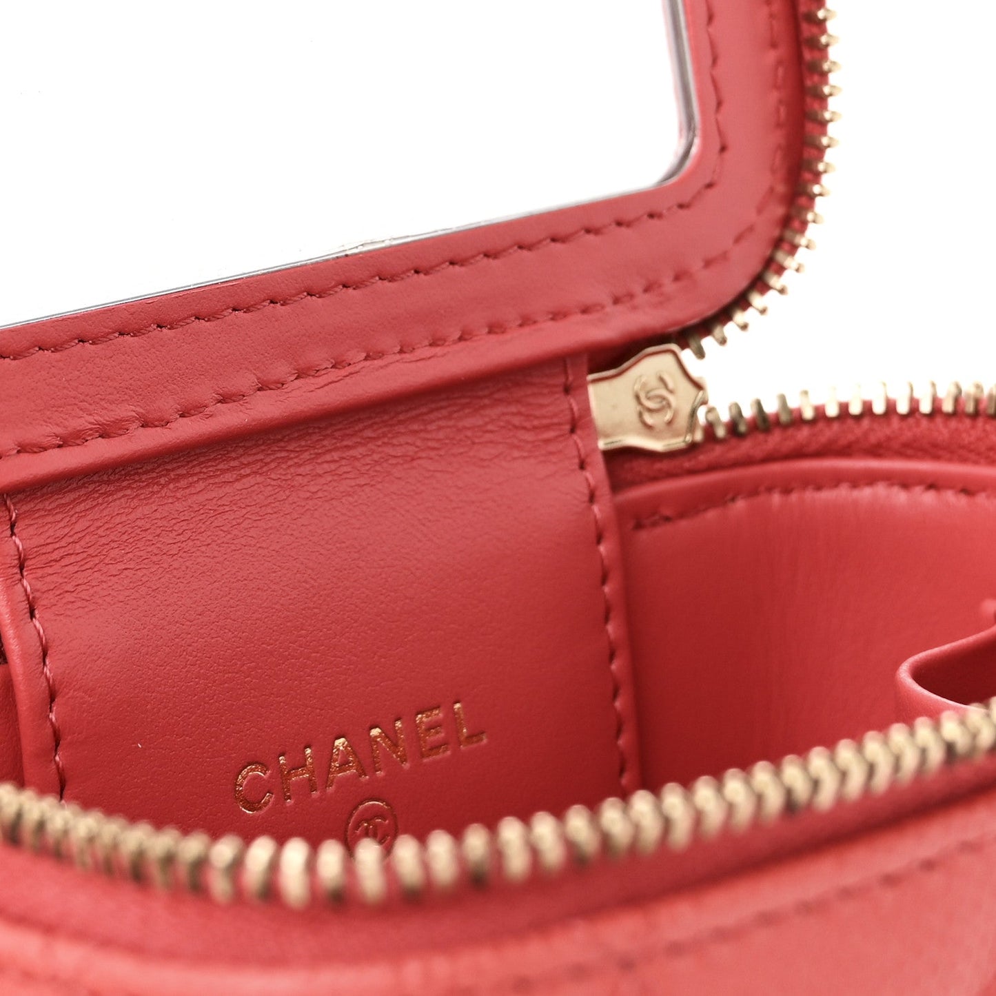 Caviar Quilted Mini Vanity Case With Chain Dark Pink