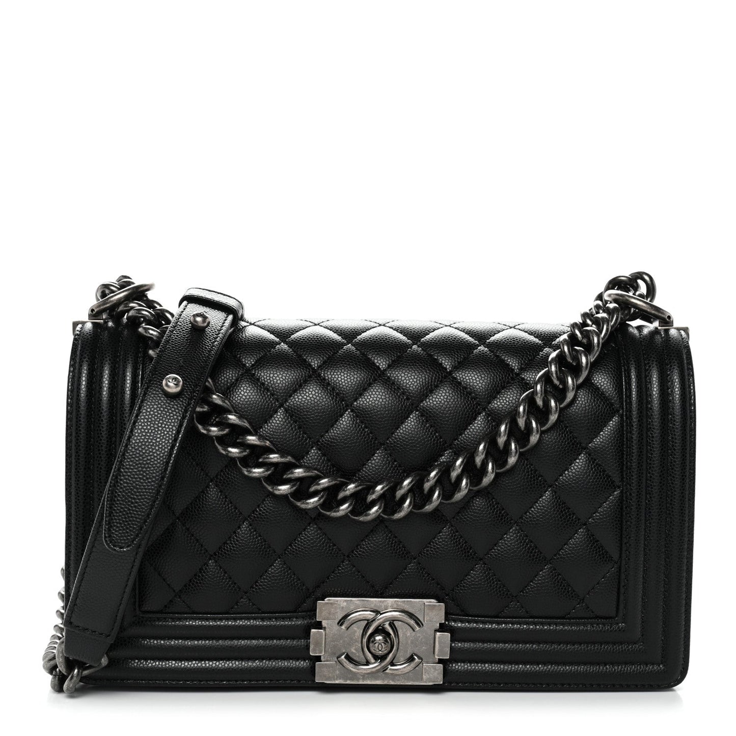 Caviar Quilted Medium Boy Flap Black