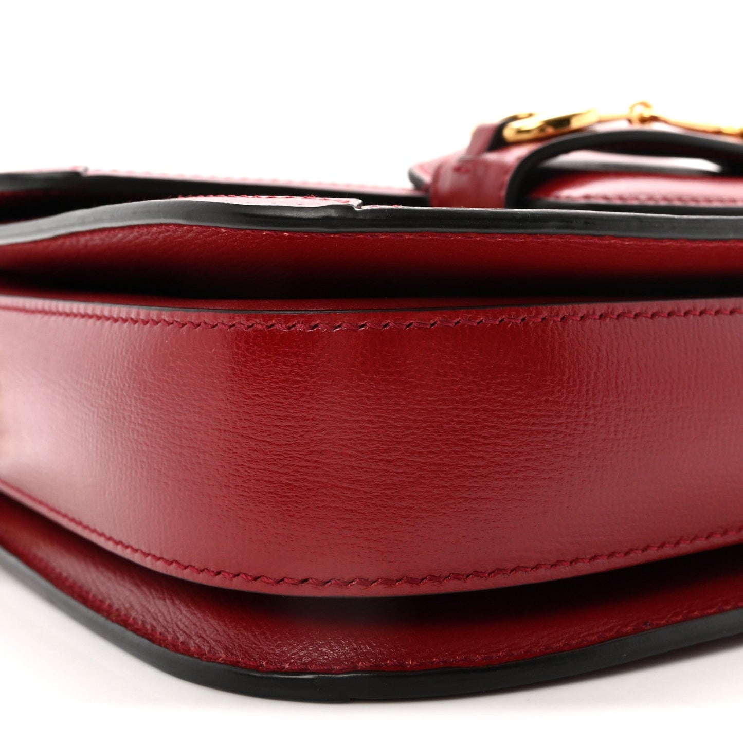 GG Supreme Monogram Azalea Calfskin Horsebit 1955 Shoulder Bag Beige Ebony New Cherry Red