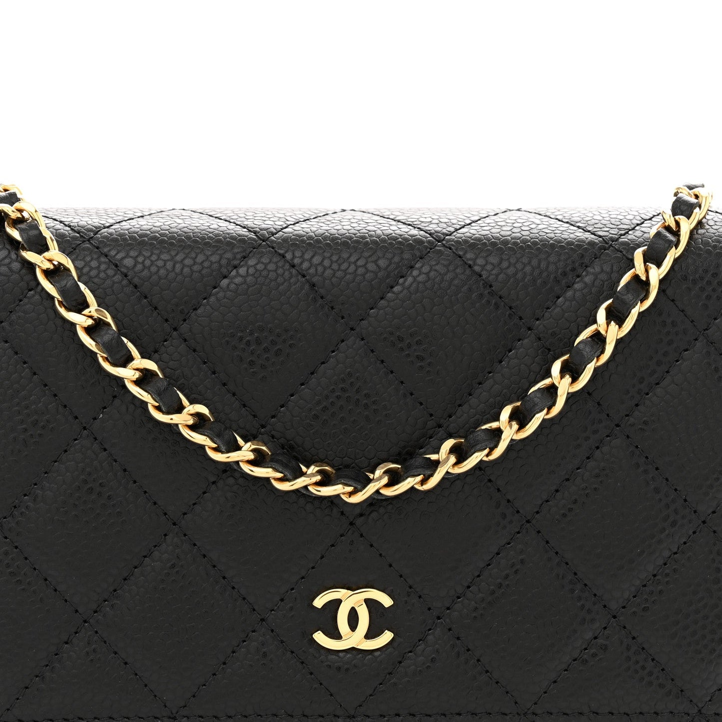 Caviar Quilted Wallet on Chain WOC Black
