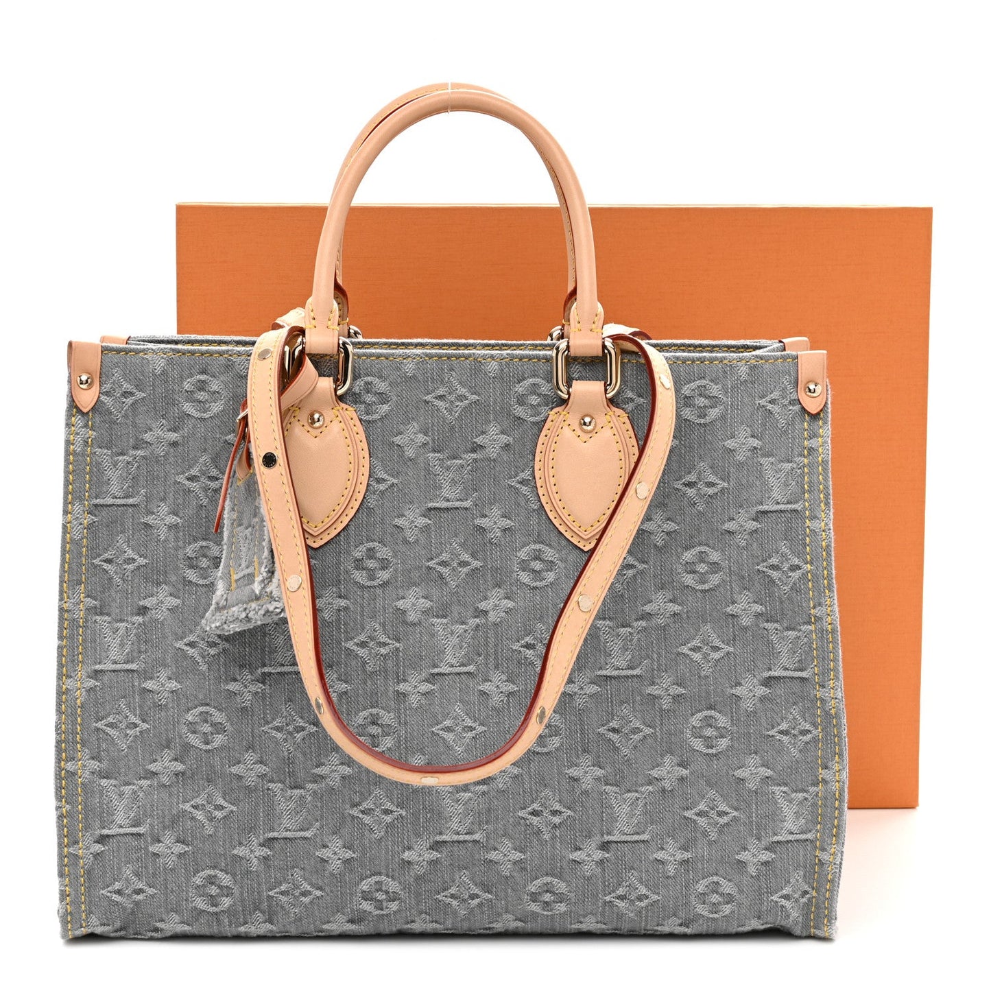 Monogram Denim Onthego MM Washed Gray