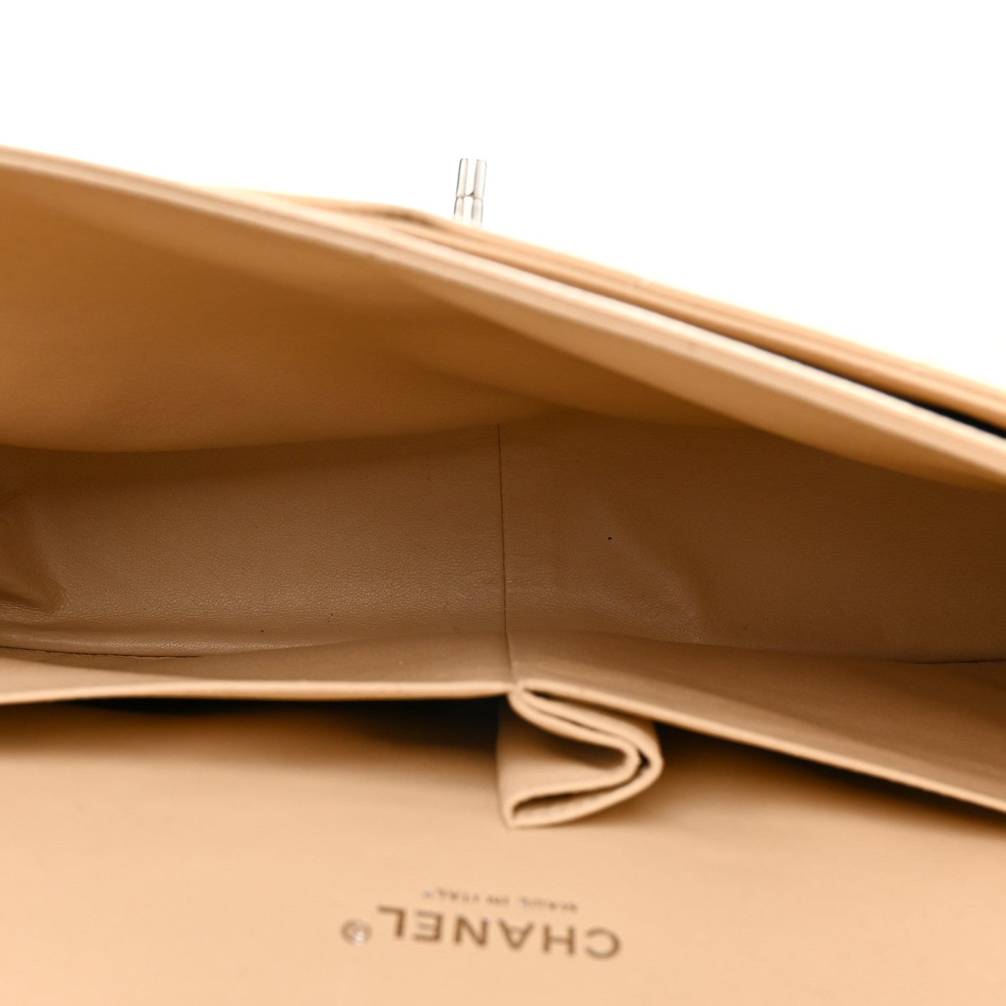 Caviar Quilted Jumbo Double Flap Light Beige