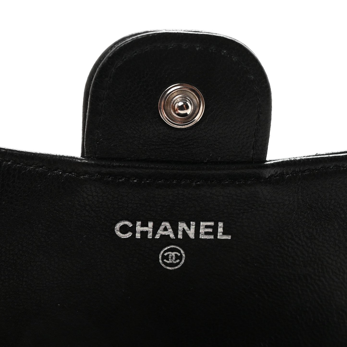 Lambskin Quilted Compact Flap Wallet Black