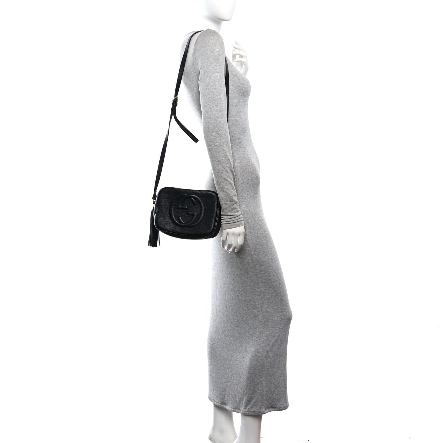 Pebbled Calfskin Small Soho Disco Bag Black