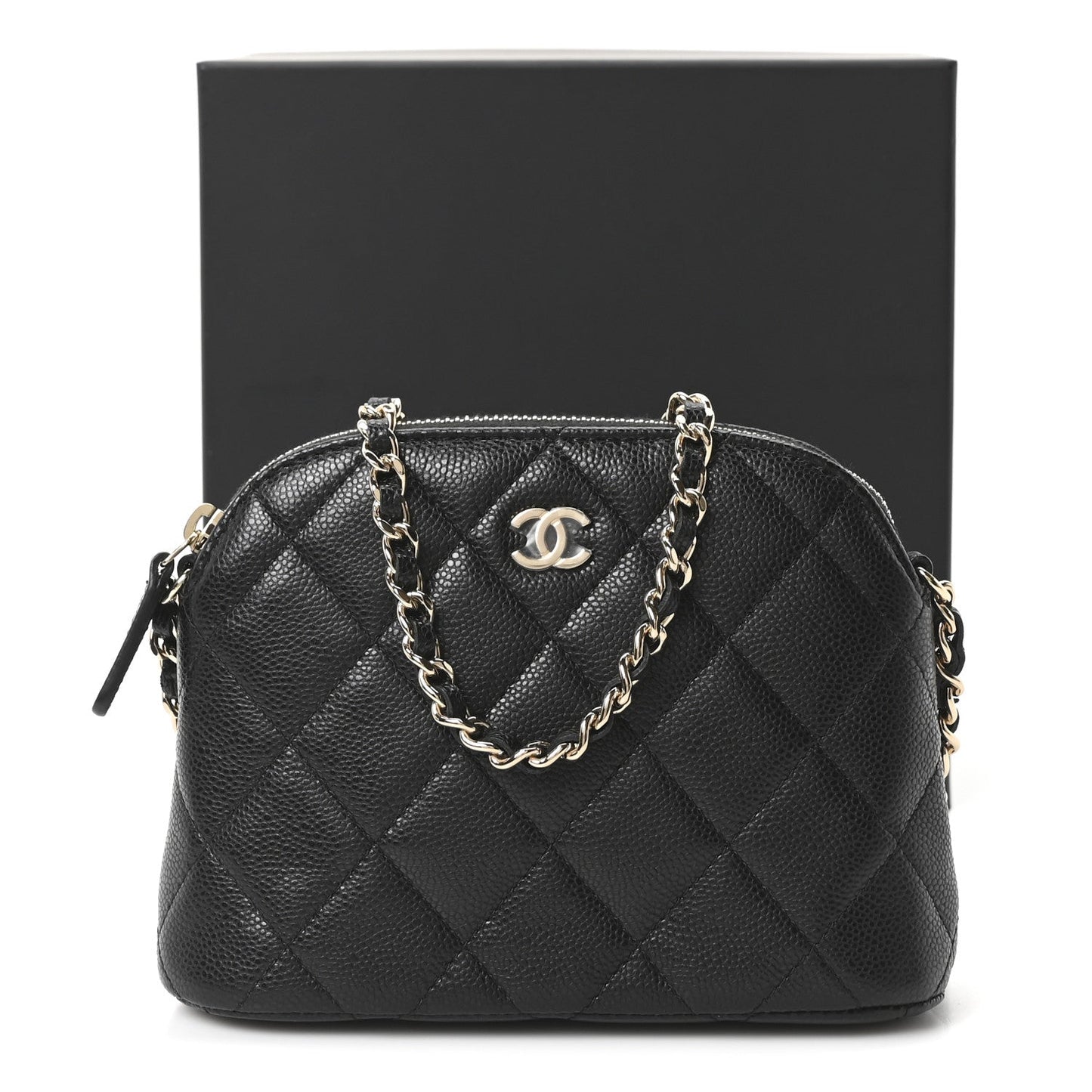 Caviar Quilted Mini Classic Clutch With Chain Black