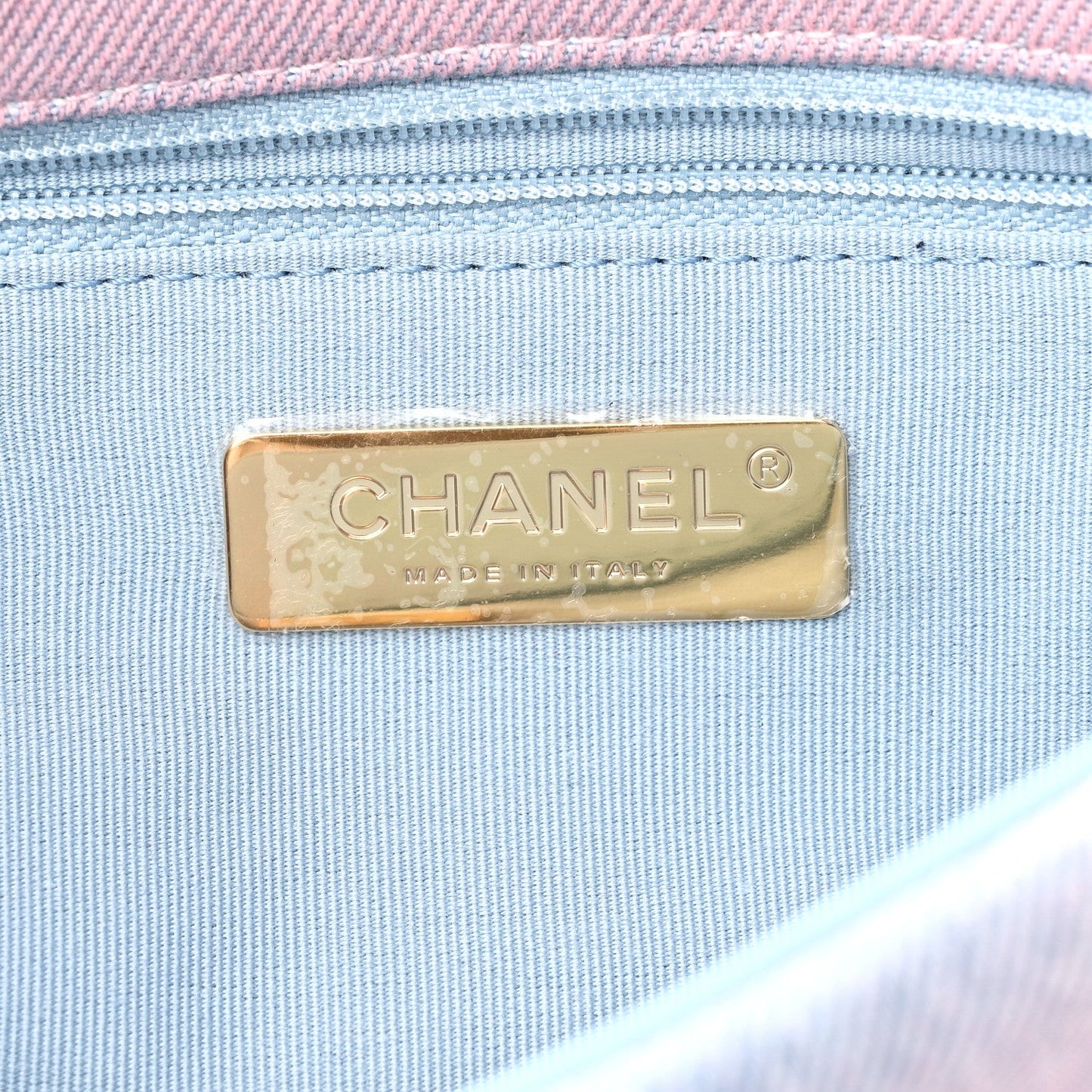 Denim Quilted Medium Chanel 19 Flap Blue Pink