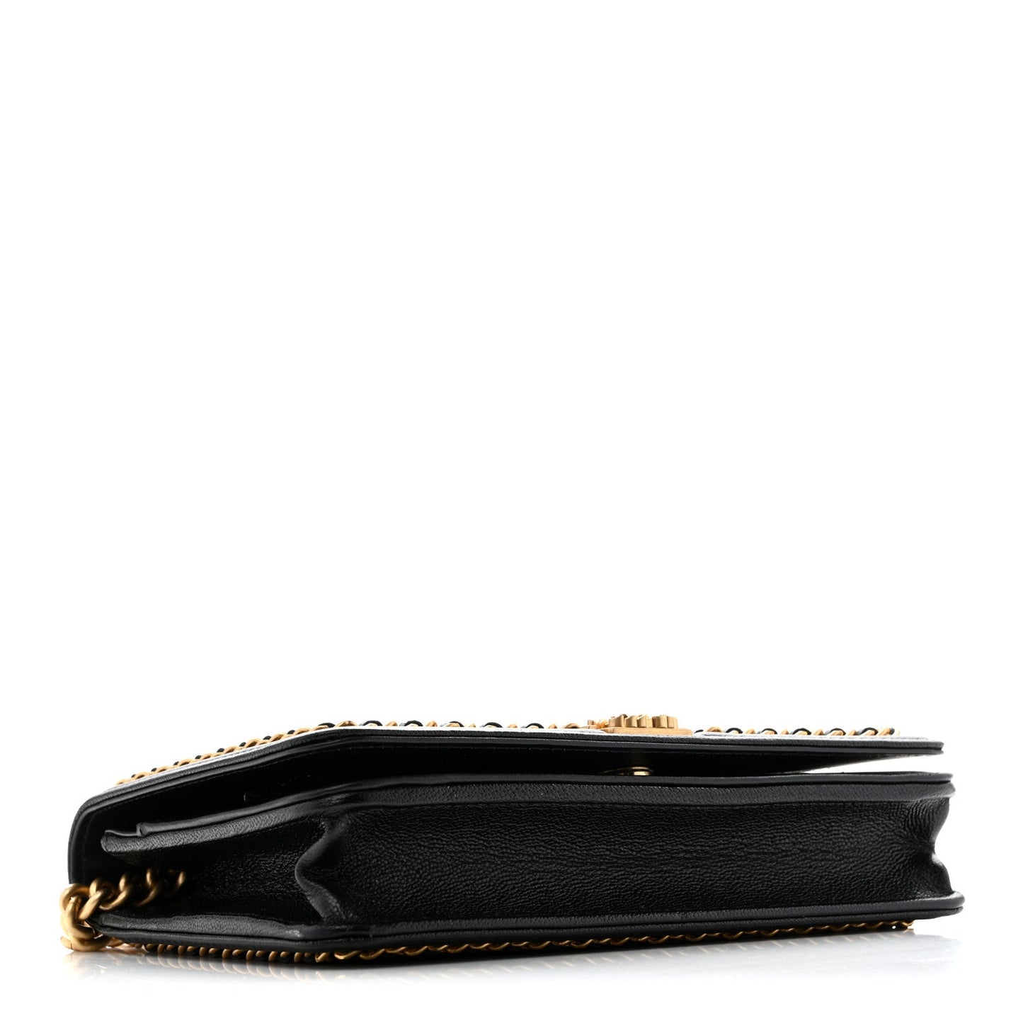 Caviar Quilted Chain Around Boy Wallet On Chain WOC Black