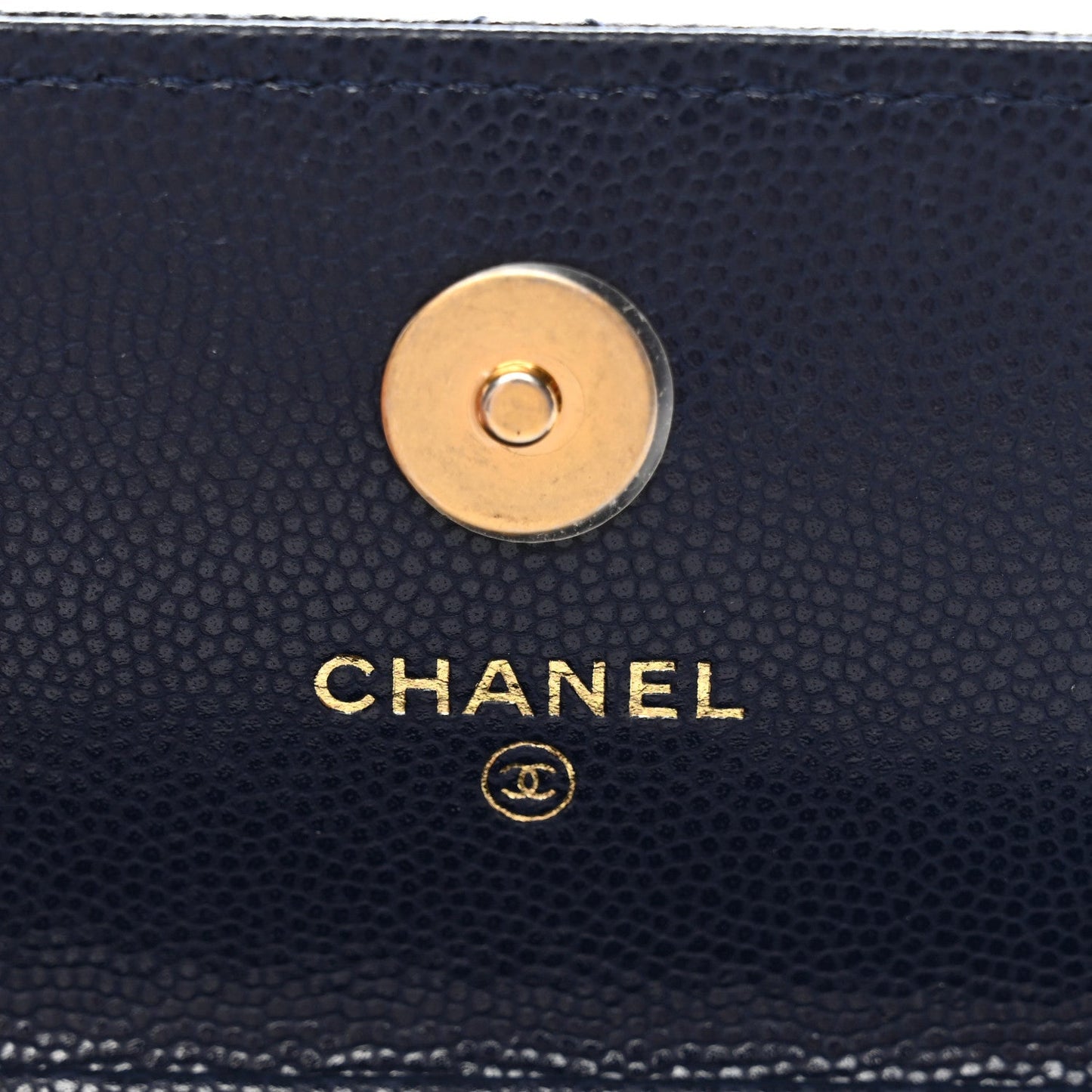 Caviar Quilted Twist Your Buttons Coin Purse With Chain Navy