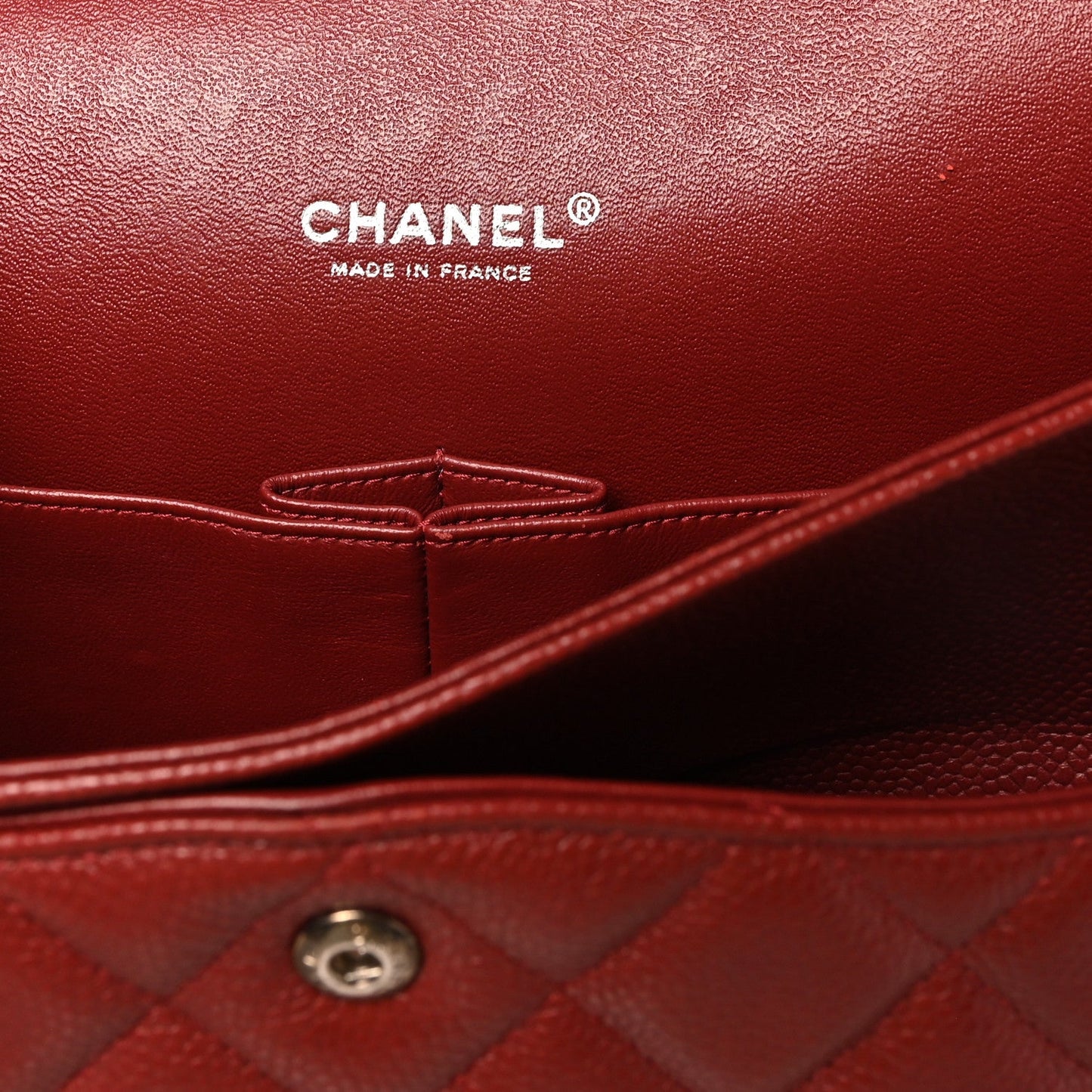 Caviar Quilted Maxi Double Flap Dark Red