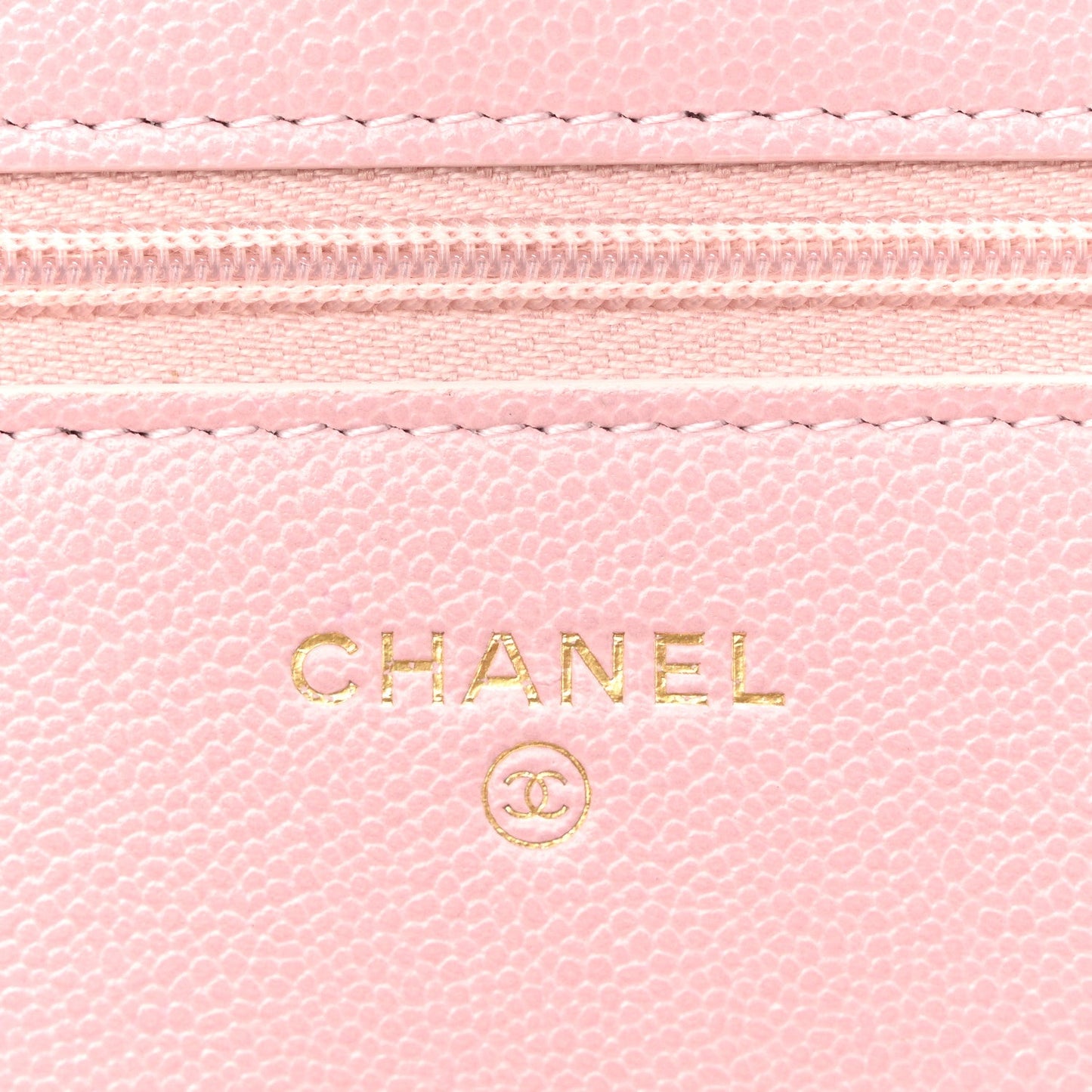 Caviar Quilted Studded CC Wallet on Chain WOC Light Pink