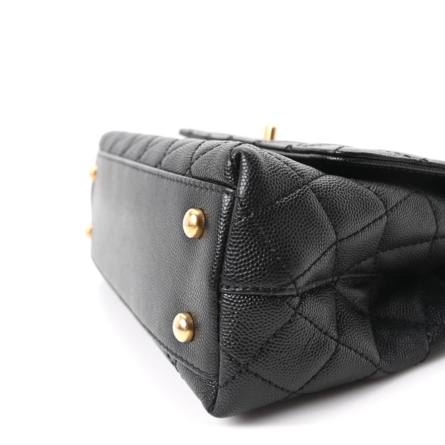 Caviar Quilted Mini Coco Chain Handle Flap Black