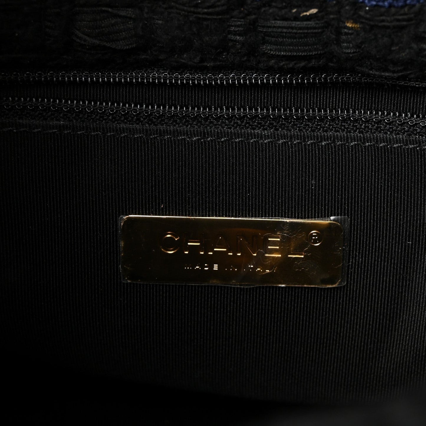 Tweed Quilted Medium Chanel 19 Flap Navy Blue Black