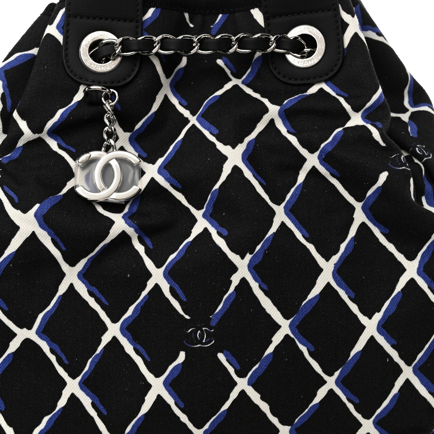 Canvas Printed Airline Drawstring Bag Black Blue