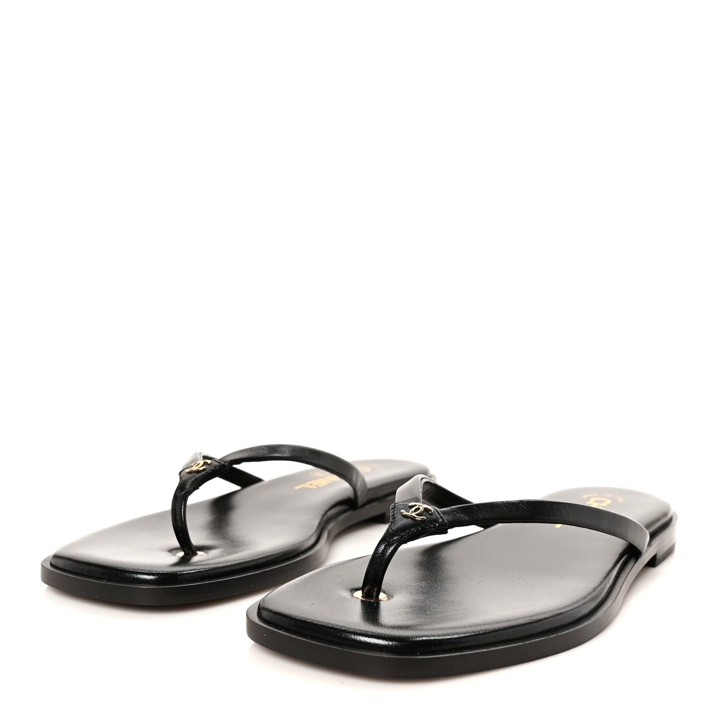 Goatskin CC Times Square Thong Sandals 38 Black
