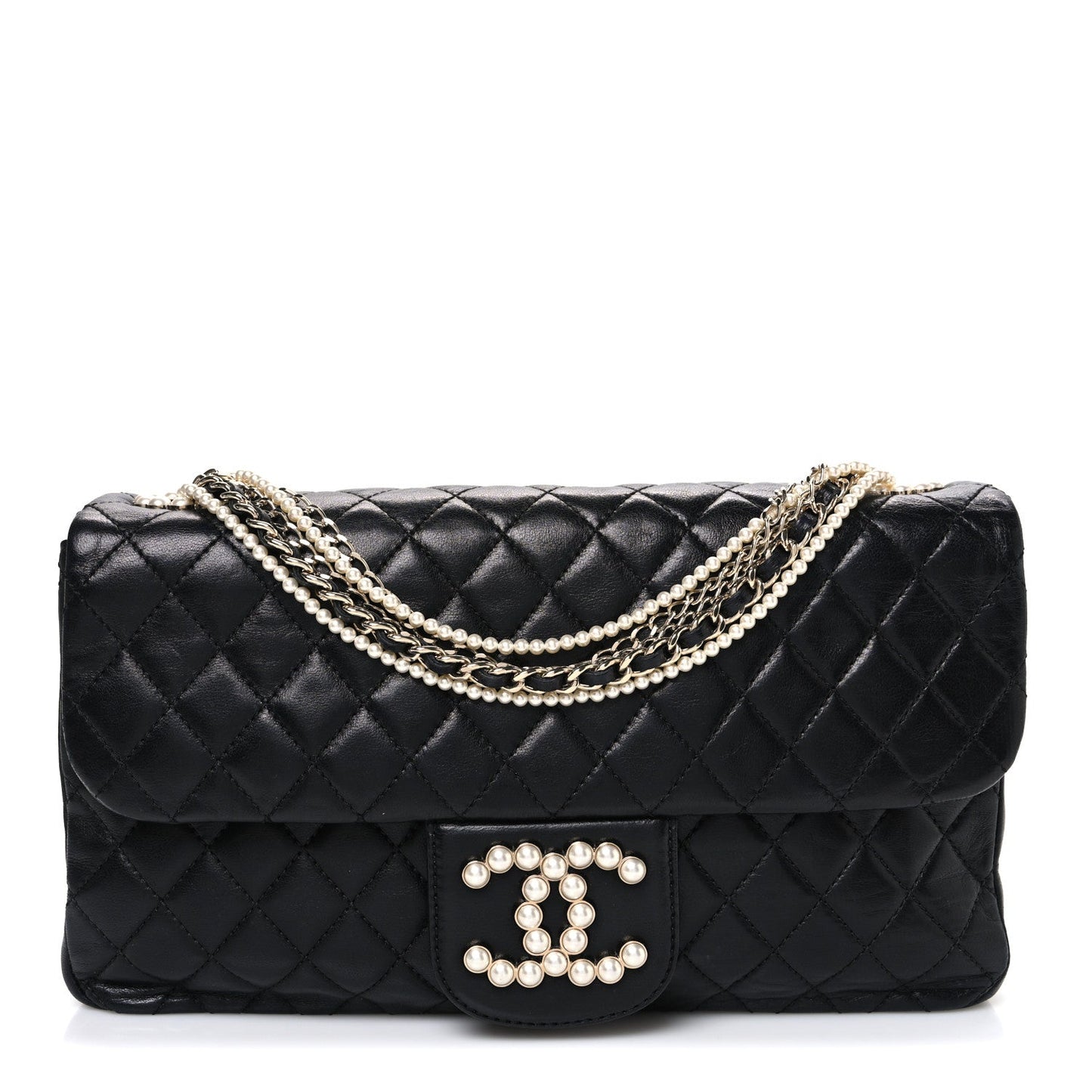 Lambskin Medium Westminster Pearl Flap Black