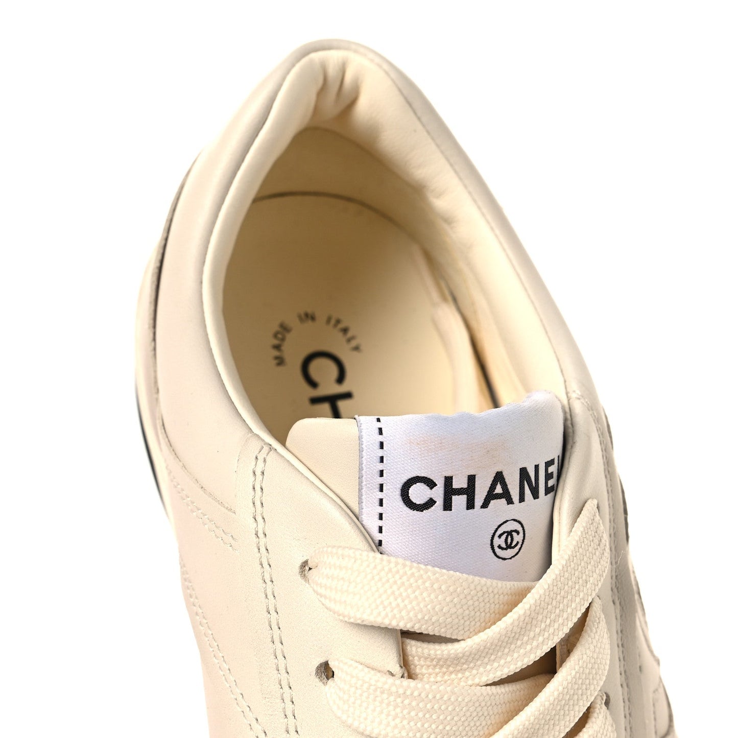 Printed Calfskin Womens CC Logo Sneakers 38 Beige