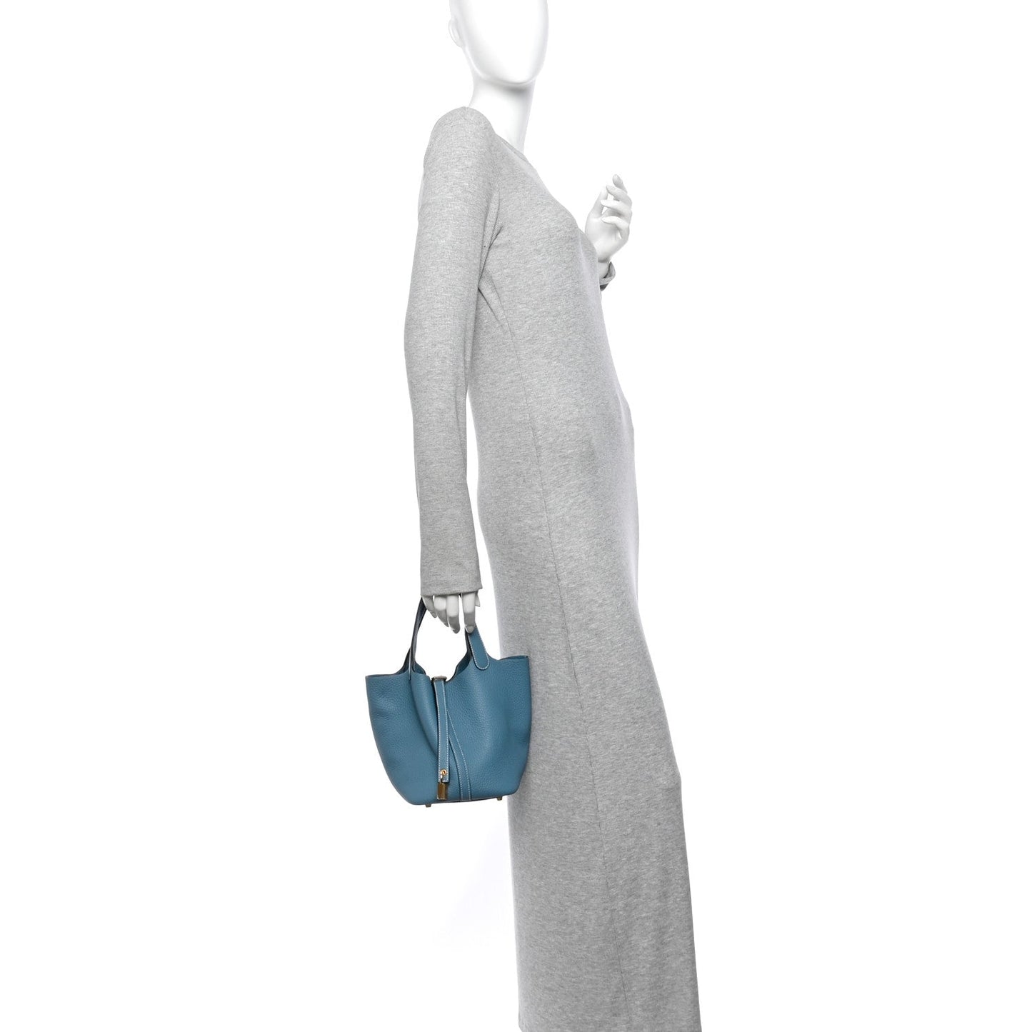 Taurillon Clemence Picotin Lock 18 PM New Blue Jean