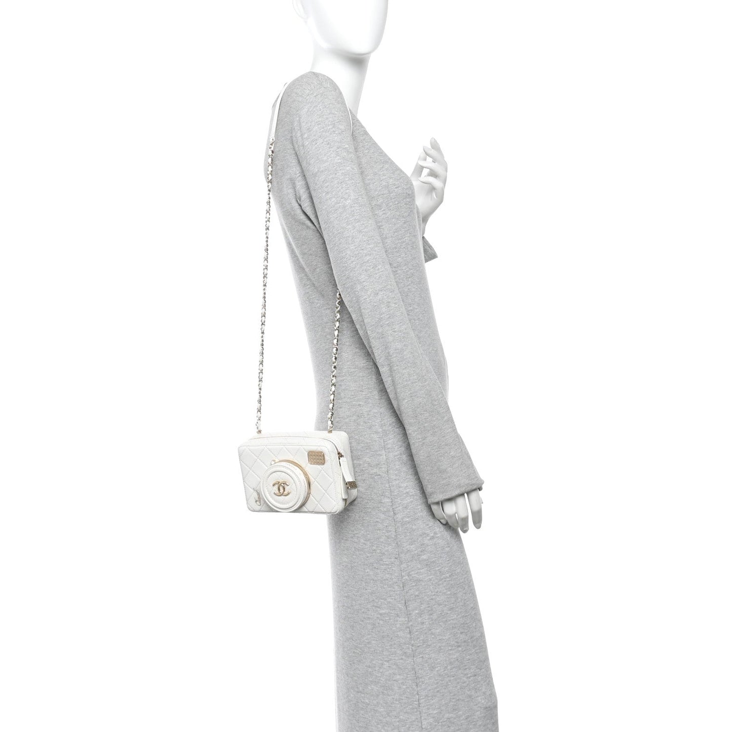 Lambskin Quilted Coco Click Bag White