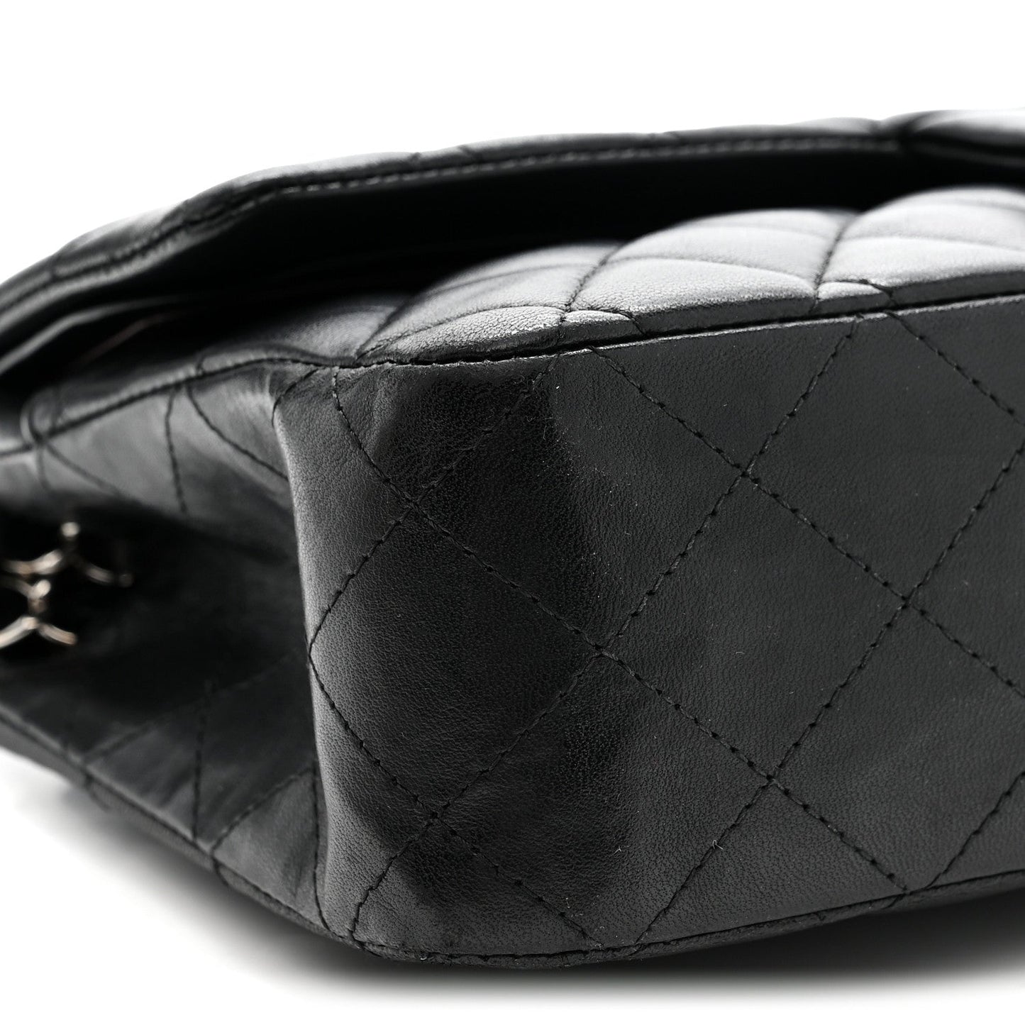Lambskin Quilted Medium Double Flap Black