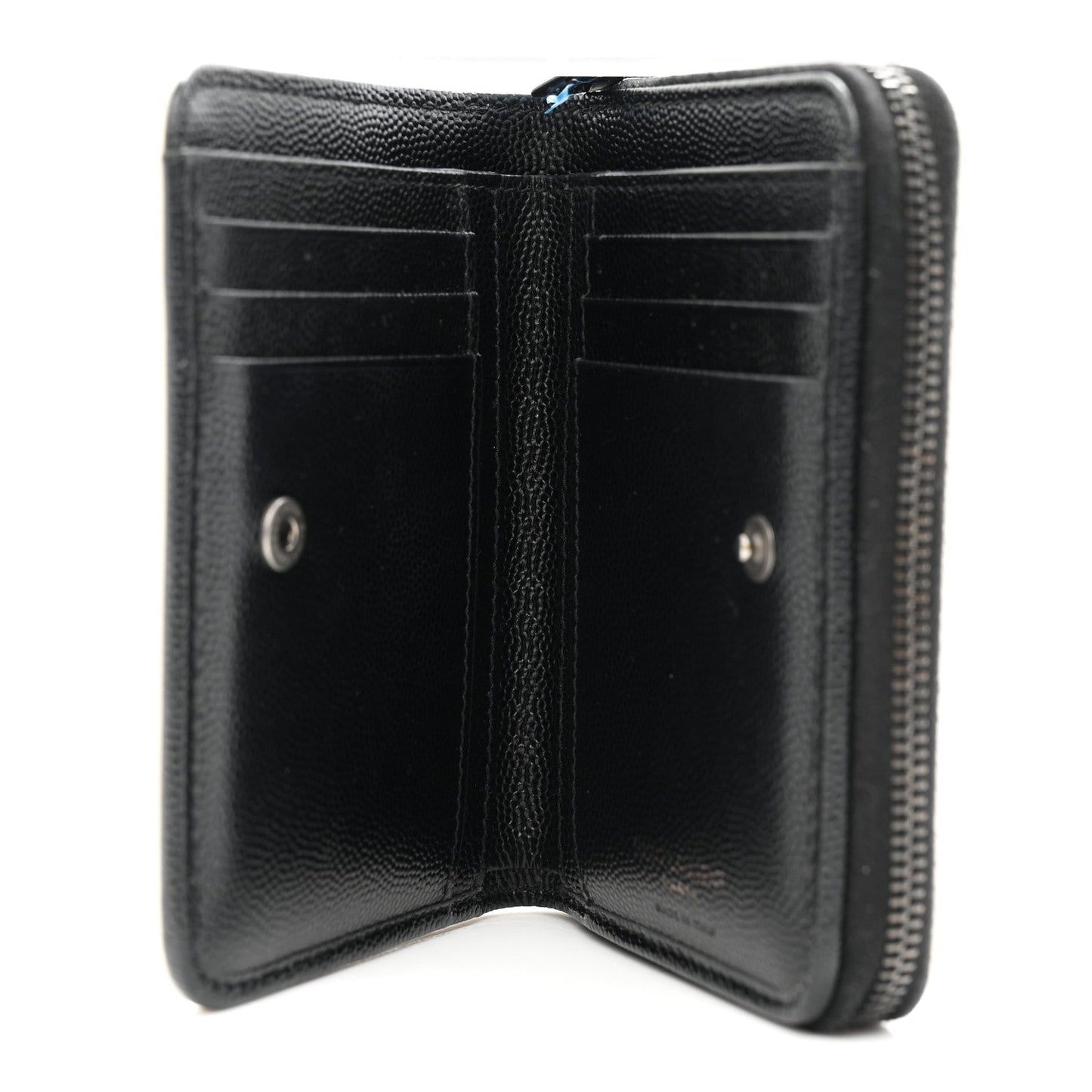 Grain De Poudre Matelasse Chevron Monogram Compact Zip Around Wallet Black White