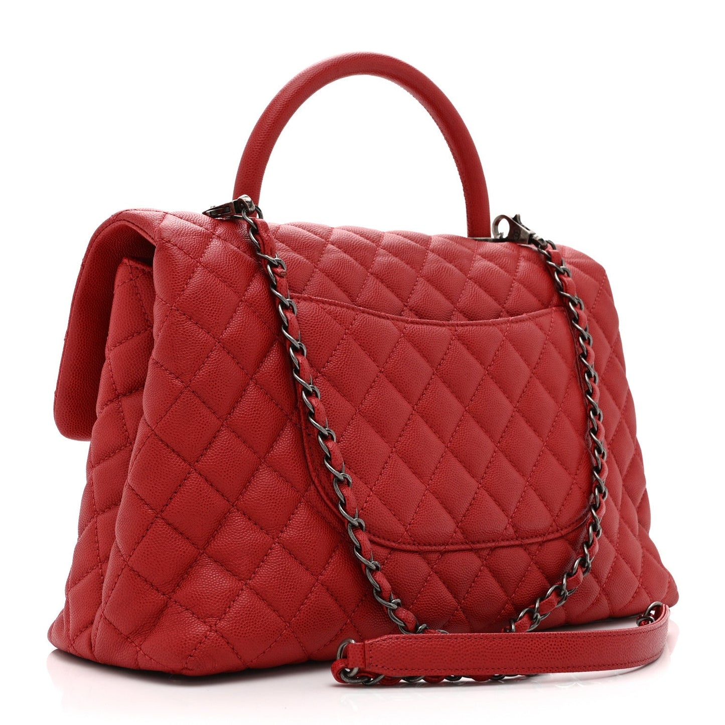 Caviar Quilted Medium Coco Handle Flap Red