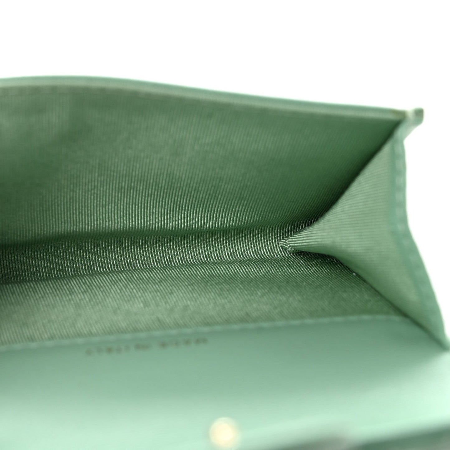 Lambskin Quilted Flap Card Holder Wallet Green