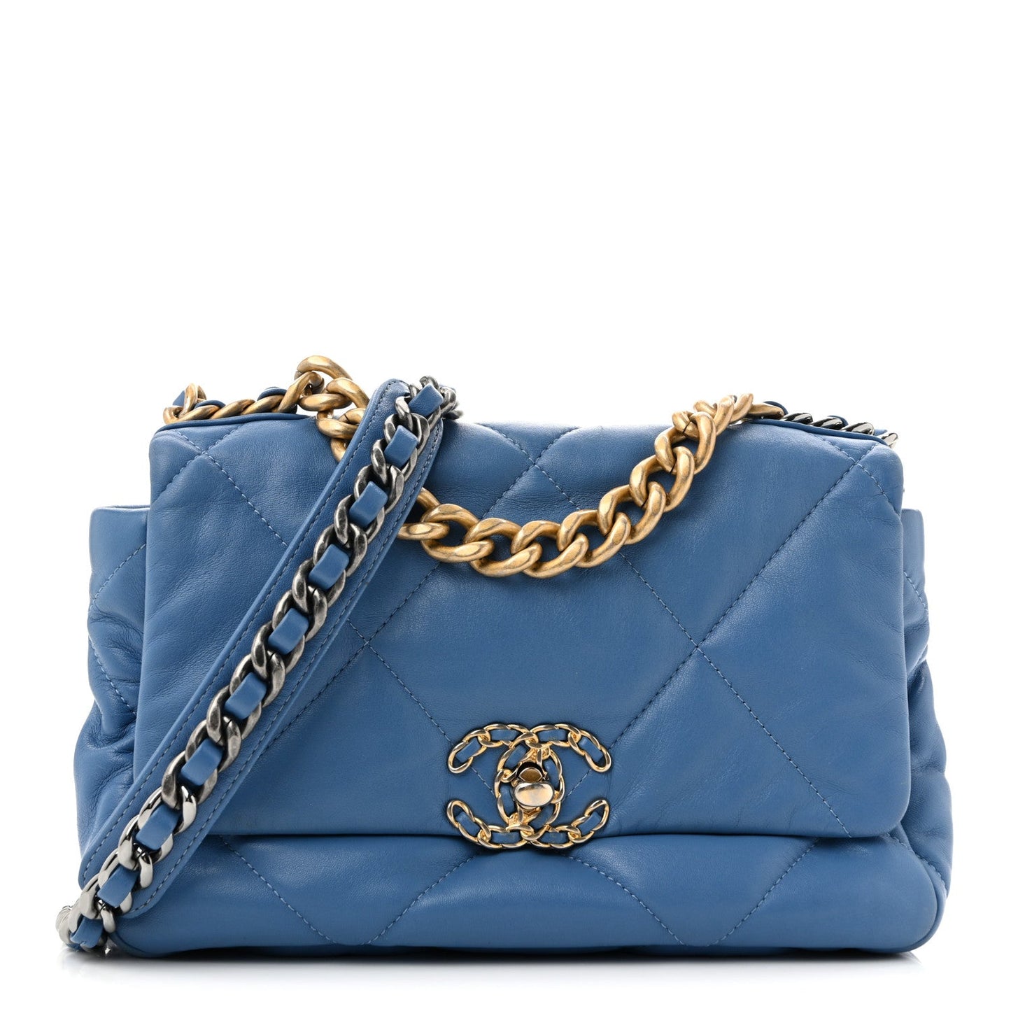 Lambskin Quilted Medium Chanel 19 Flap Blue