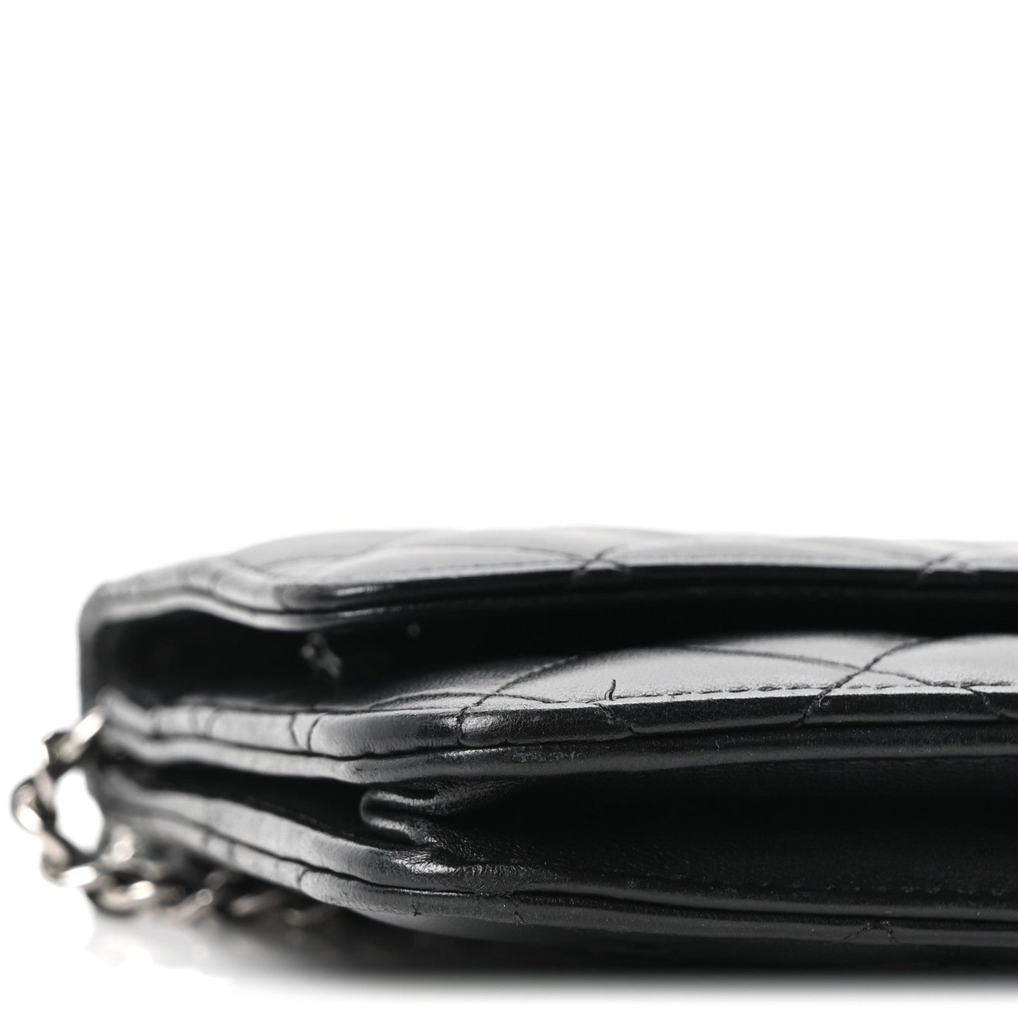 Lambskin Quilted Wallet On Chain WOC Black