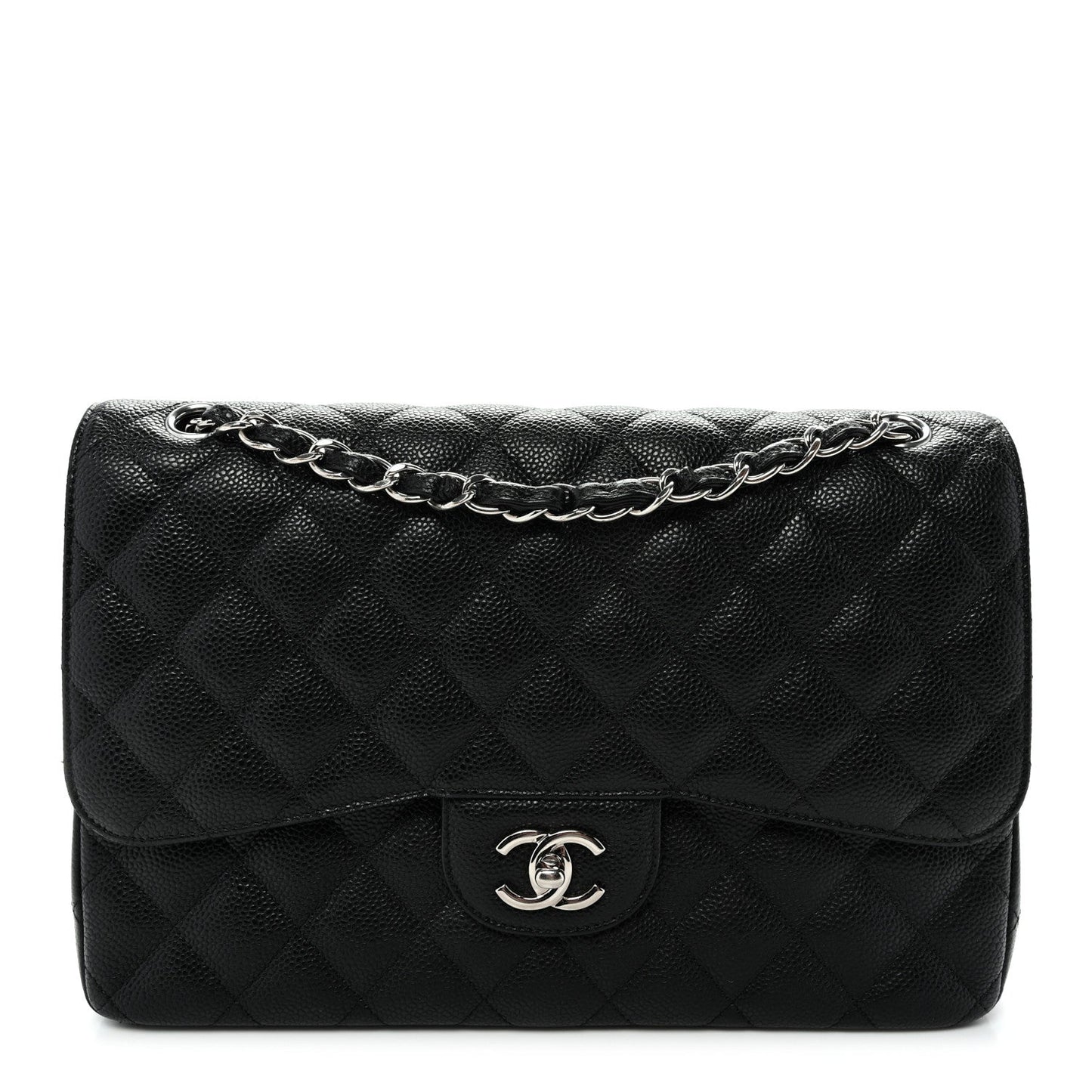Caviar Quilted Jumbo Double Flap Black