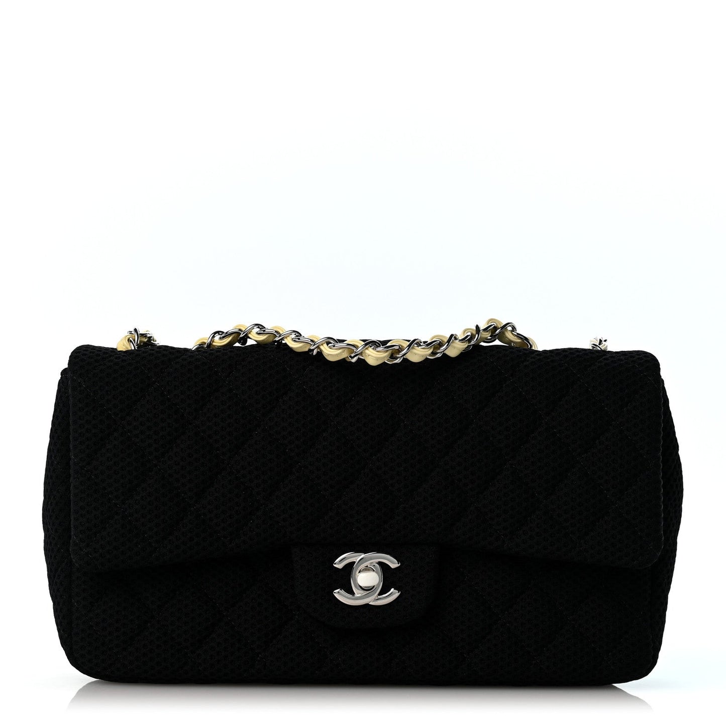 Neoprene Quilted Medium Single Flap Black