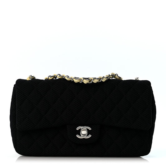 Neoprene Quilted Medium Single Flap Black