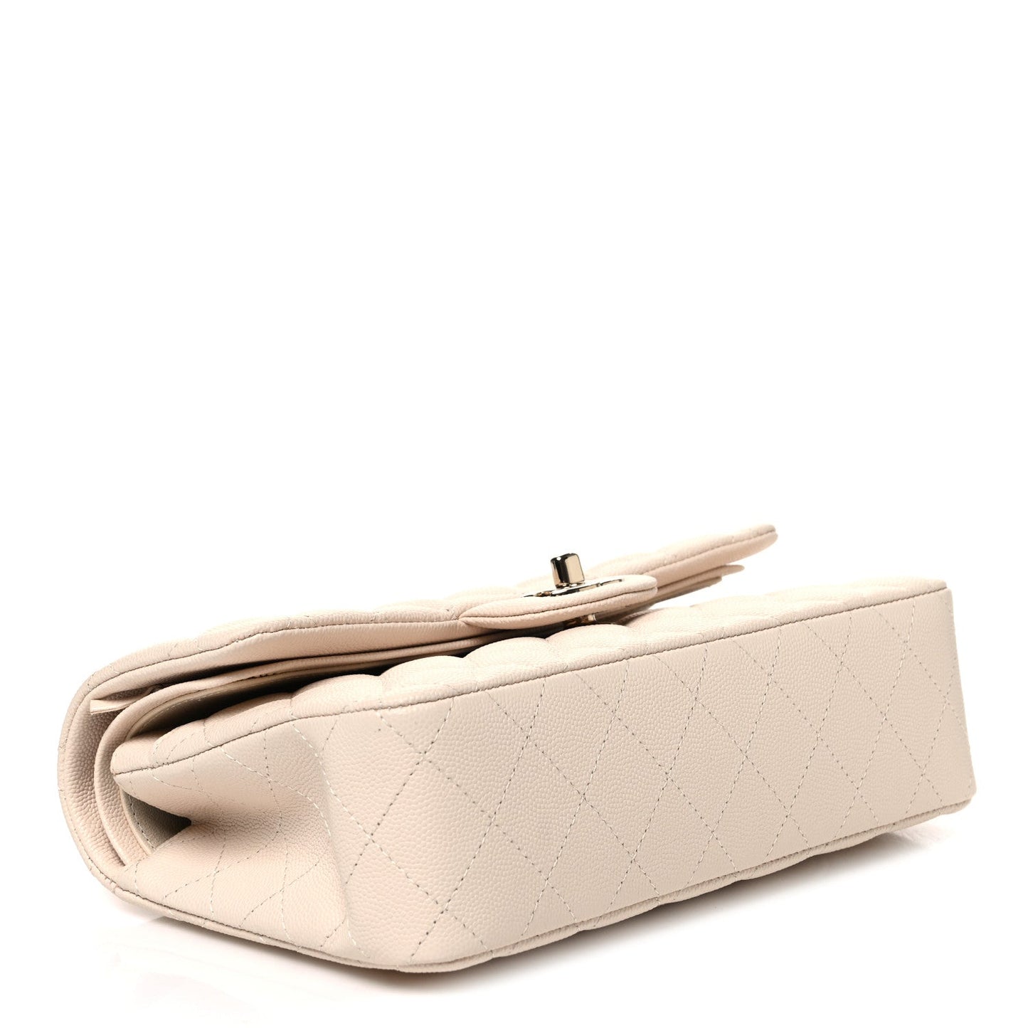 Caviar Quilted Small Double Flap Light Beige