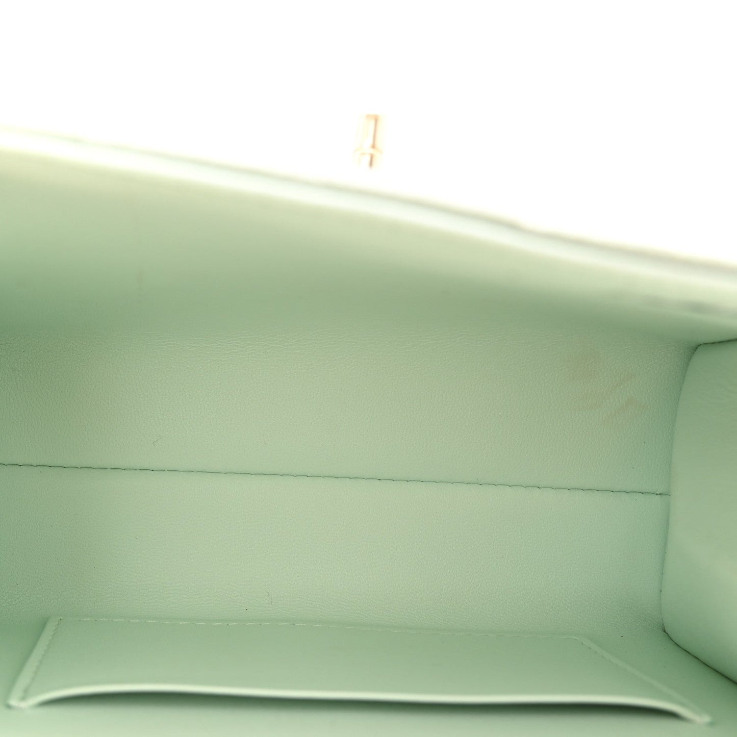 Caviar Quilted Retro Twist Top Handle Clutch Light Green