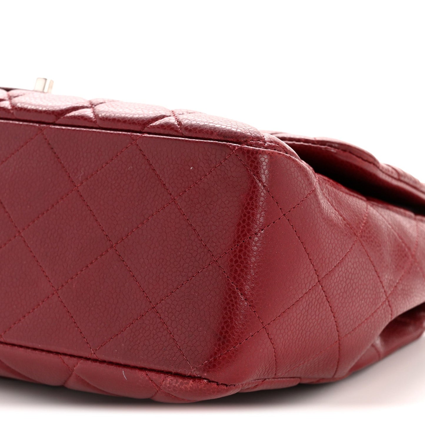 Caviar Quilted Jumbo Double Flap Dark Red