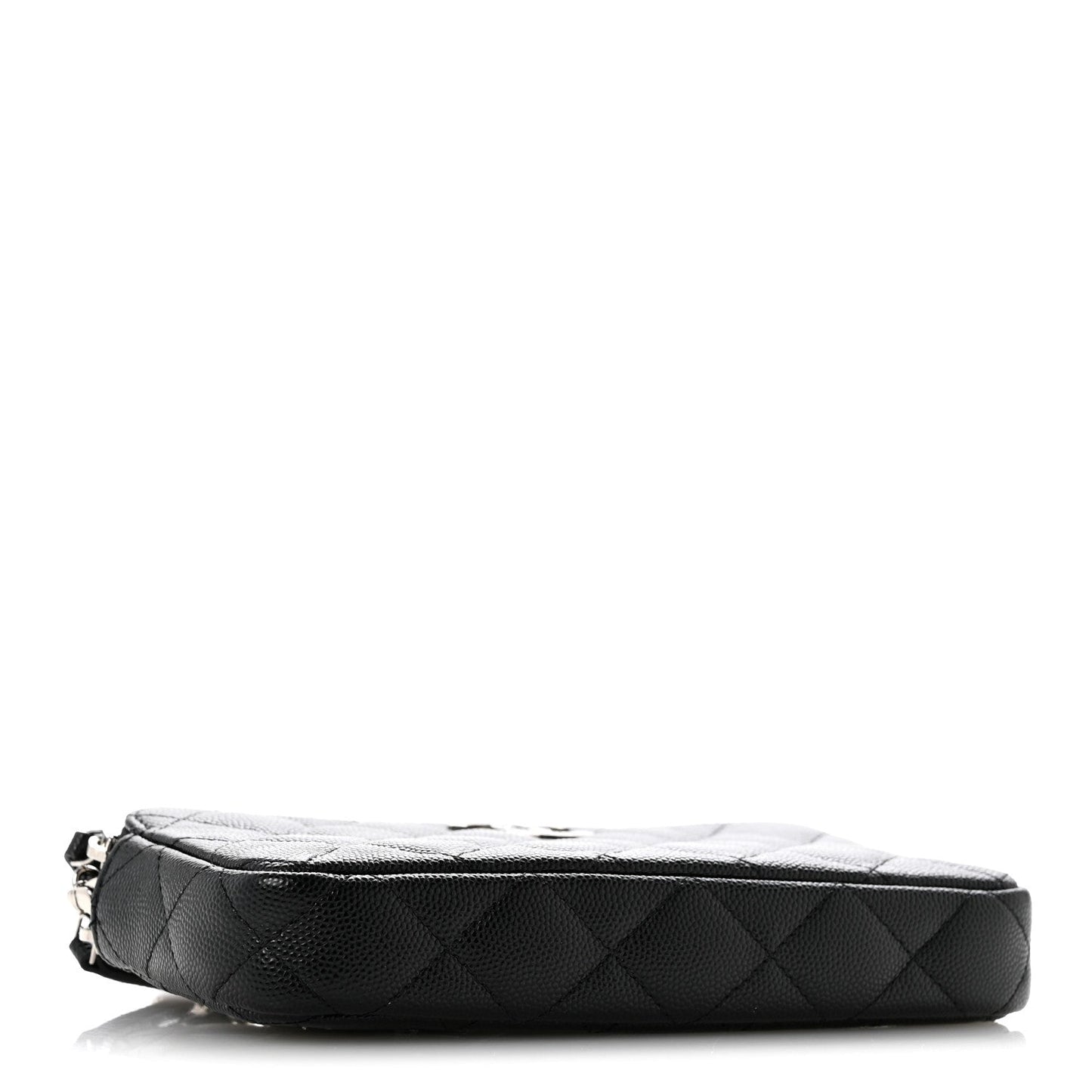 Caviar Quilted Logo Small Clutch With Chain Black