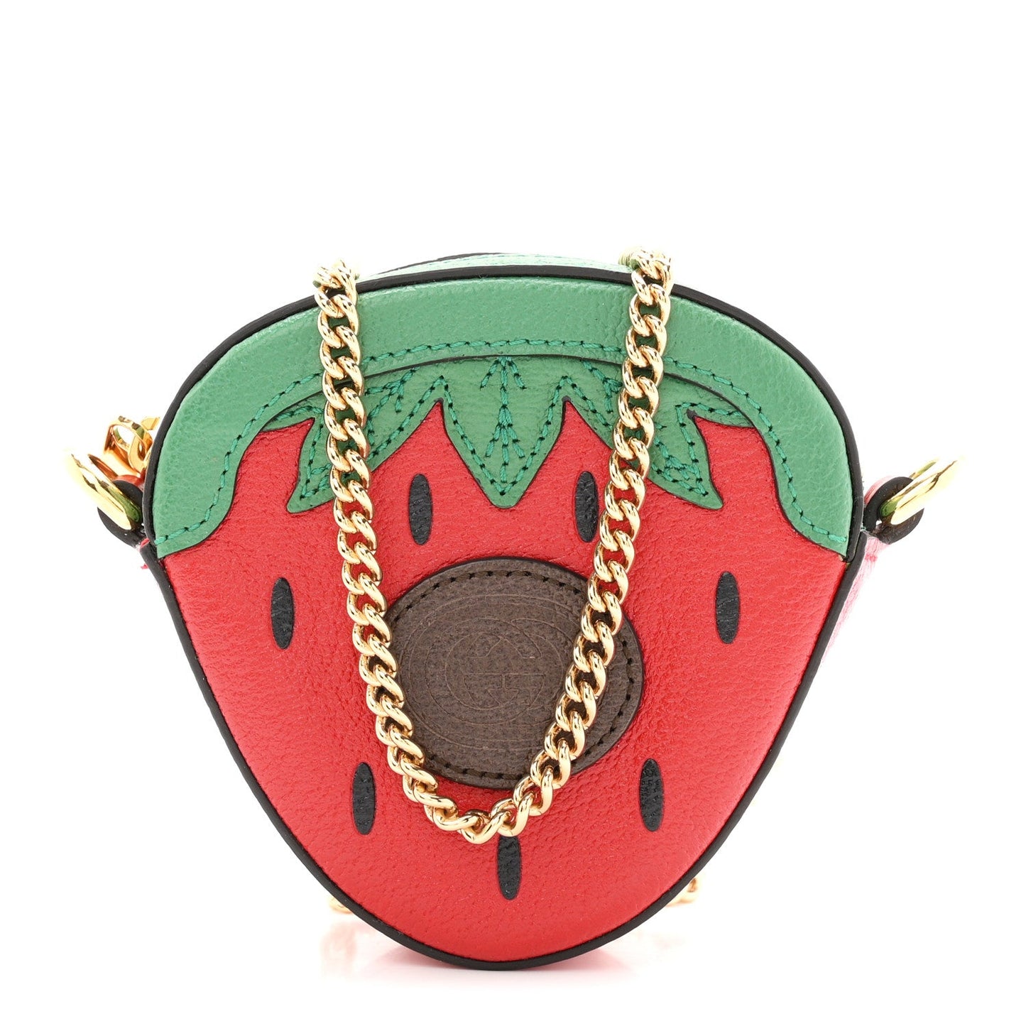 Textured Dollar Calfskin Retro Interlocking G Fruttini Strawberry Mini Crossbody Lobster Red Black New Acero