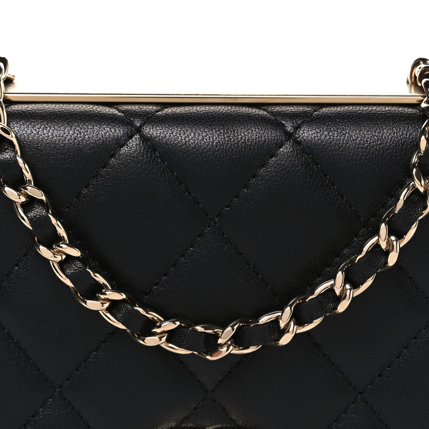 Lambskin Quilted Trendy CC Wallet On Chain WOC Black