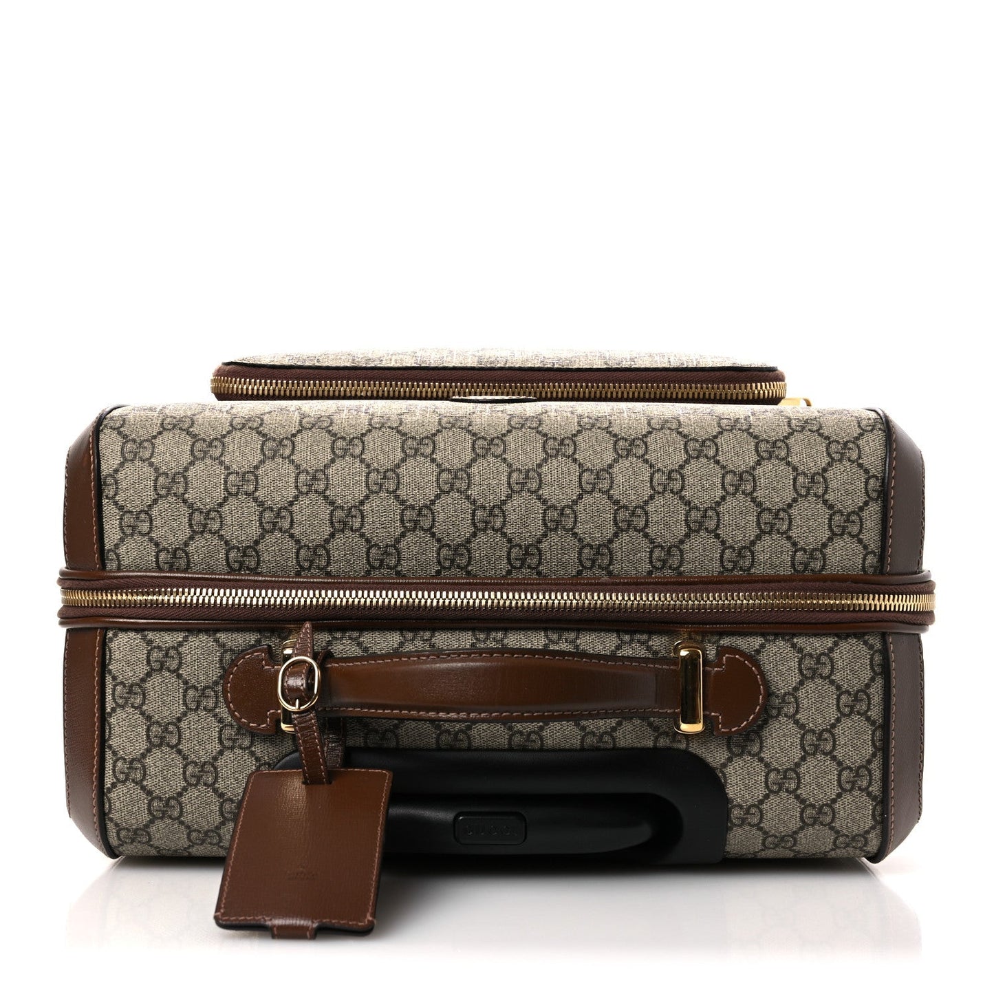 GG Supreme Monogram Azalea Calfskin Retro Interlocking G Small Savoy Cabin Trolley Beige Ebony Brown Sugar