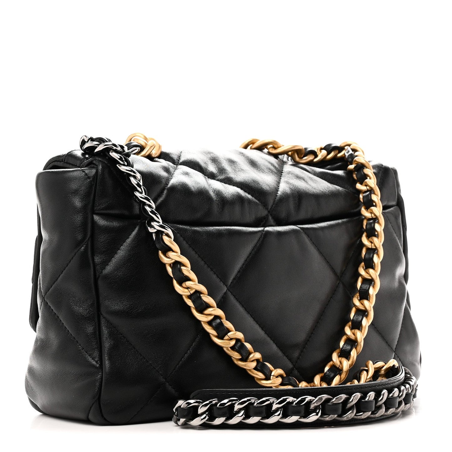 Lambskin Quilted Large Chanel 19 Flap Black